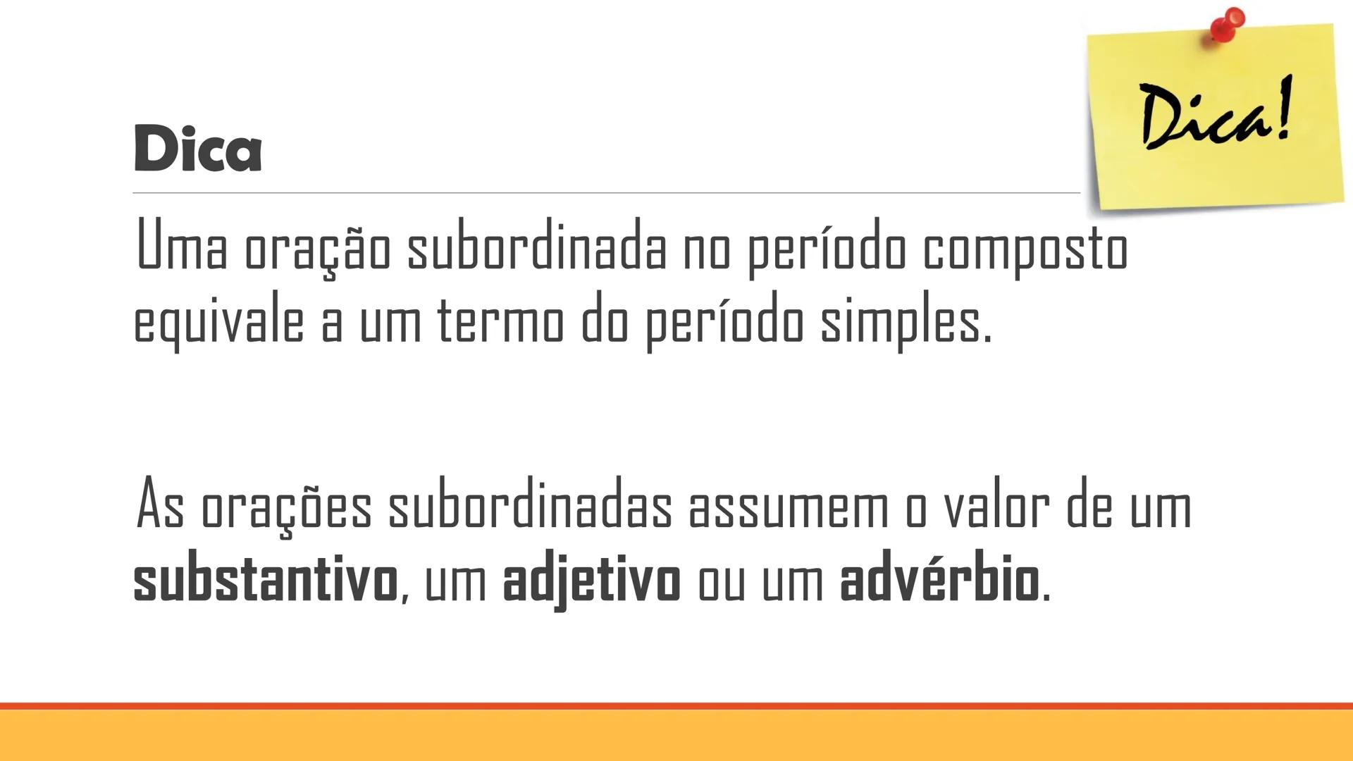 # Oração Subordinada
Substantiva
PROFESSOR WEMERSON OLIVEIRA Relembrando...
# Período Composto por Coordenação
Estudei, fiz a prova e tire