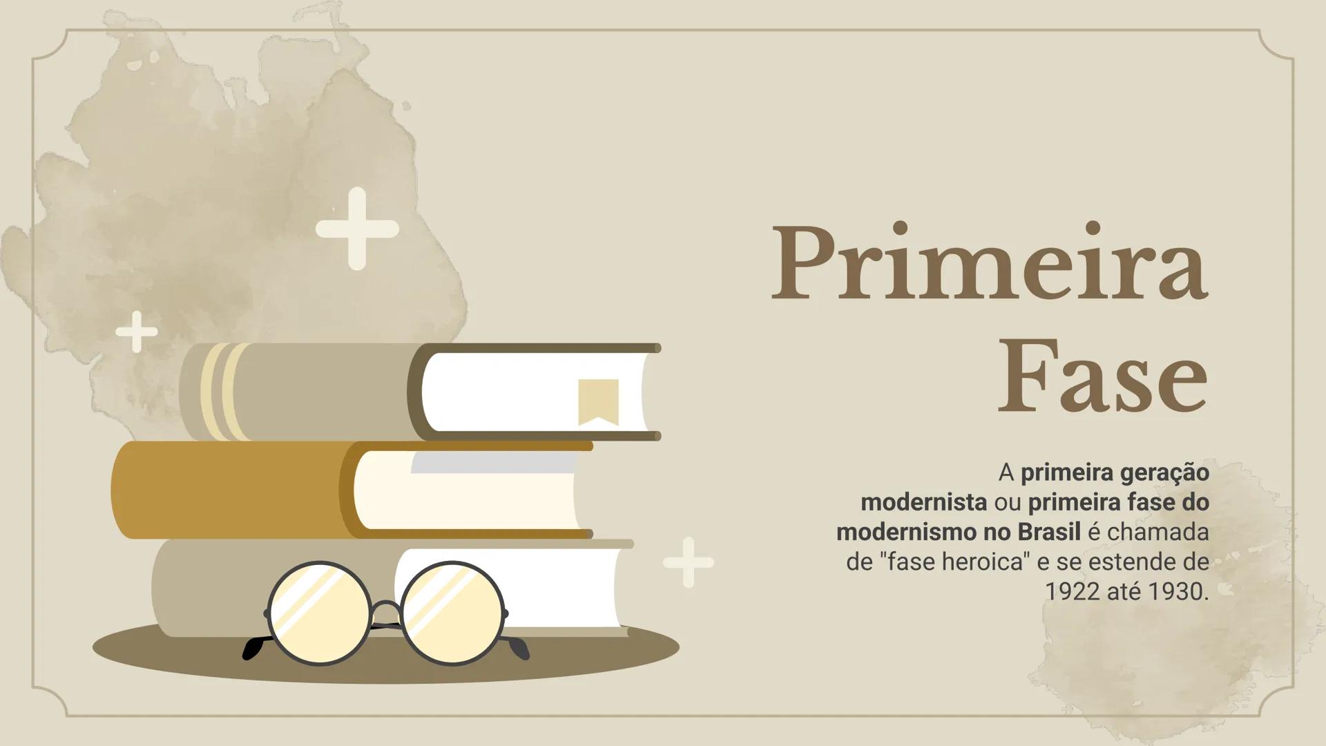 # Aula 022
# LITERATURA
Modernismo no Brasil – Primeira fase
3º Série Vamos começar +
+
+
Primeira
Fase
A primeira geração
modernist