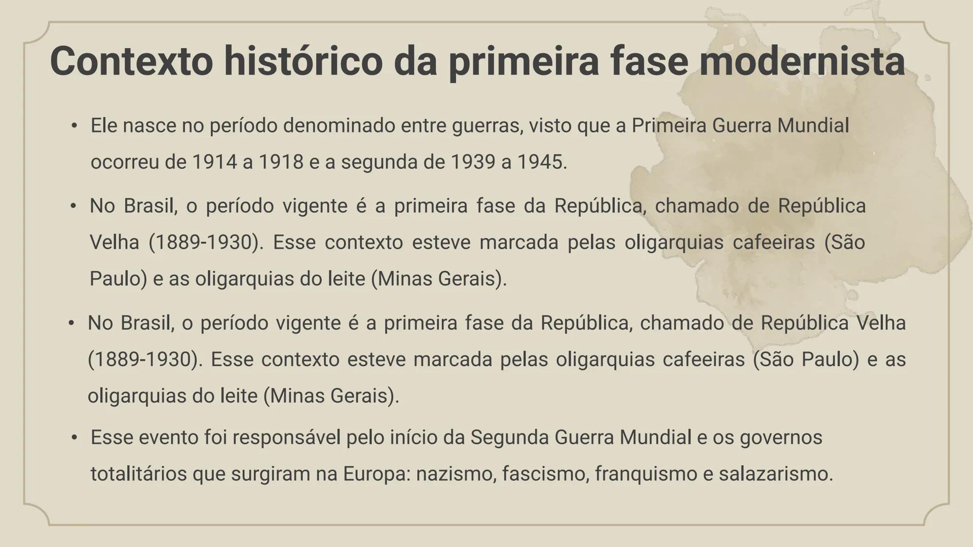 # Aula 022
# LITERATURA
Modernismo no Brasil – Primeira fase
3º Série Vamos começar +
+
+
Primeira
Fase
A primeira geração
modernist