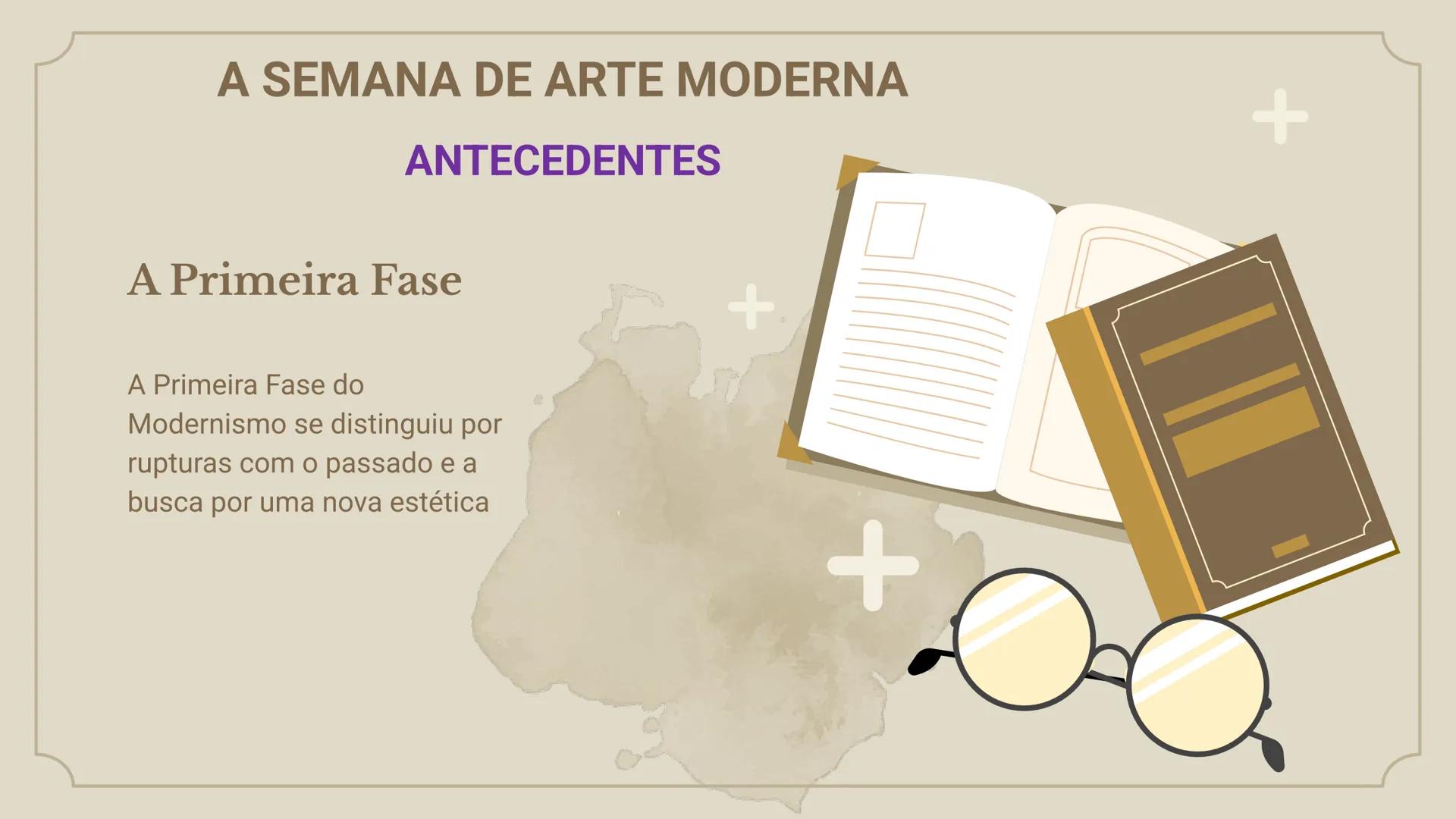 # Aula 022
# LITERATURA
Modernismo no Brasil – Primeira fase
3º Série Vamos começar +
+
+
Primeira
Fase
A primeira geração
modernist