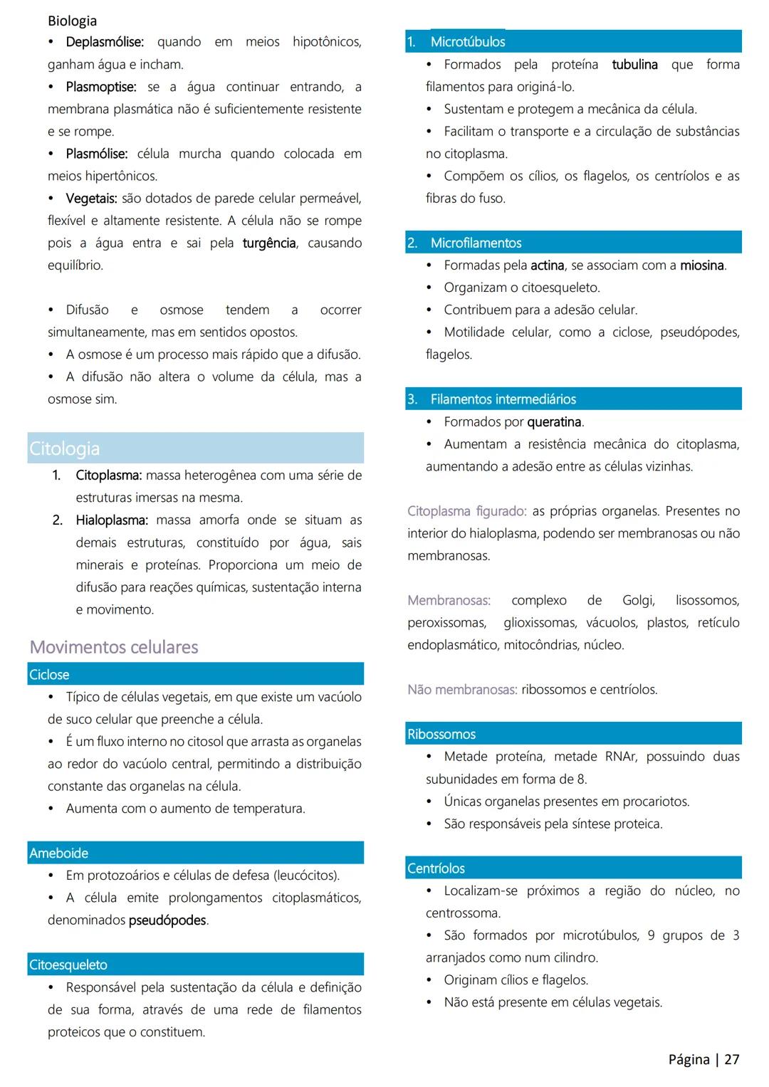 Biologia
Ácidos nucleicos
20
Sumário
RNA..
21
Introdução à biologia.
5
Ribossomos
22
Composição química.
.5
Engenharia genética.
22
Organiza