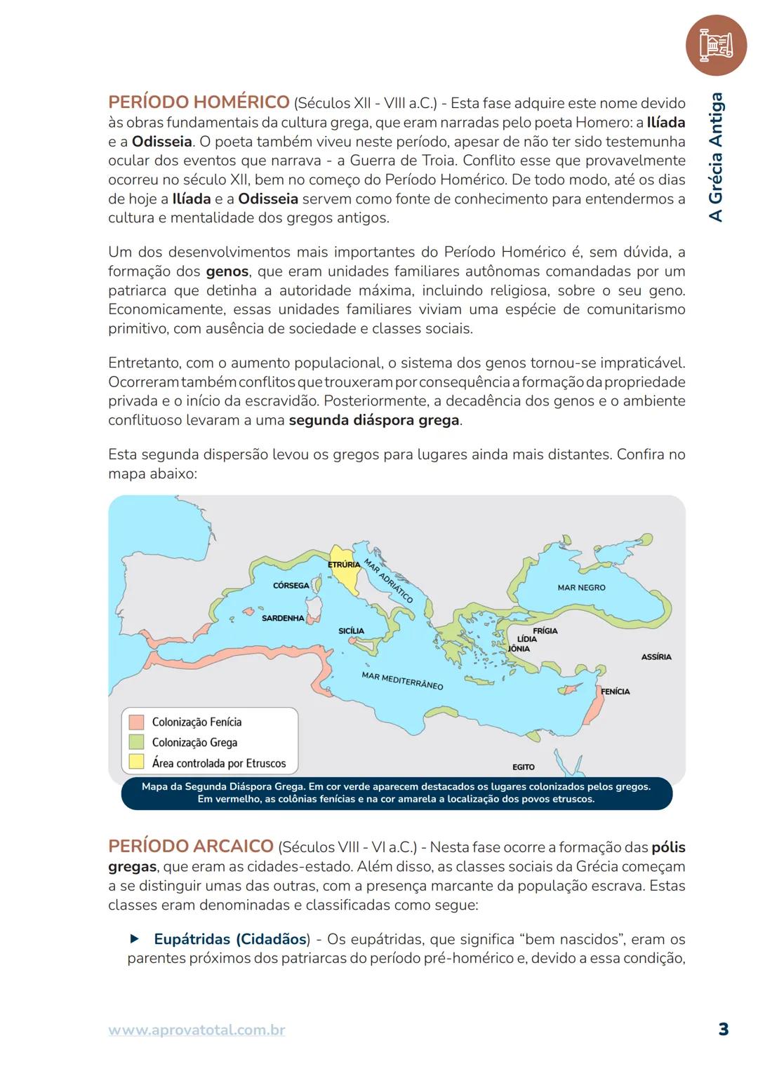 # A GRÉCIA ANTIGA
A área circulada no mapa é a Península Balcânica, e corresponde aproximadamente ao antigo
território grego, incluindo alg