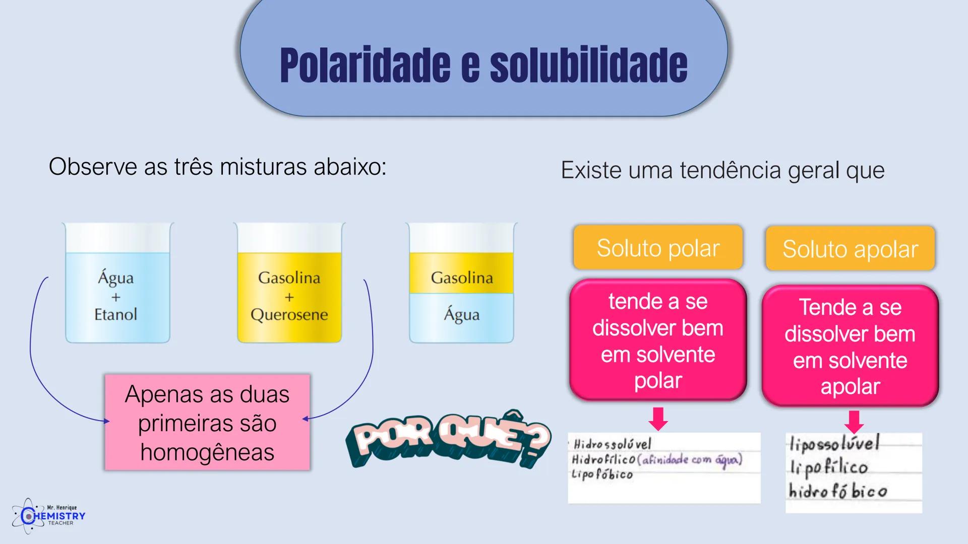 # Química/ 9º ano
# GEOMETRIA MOLECULAR E
# POLARIDADE
# Profº Henrique
Mr. Henrique
CHEMISTRY
TEACHER # O que é Geometria molecular?
De