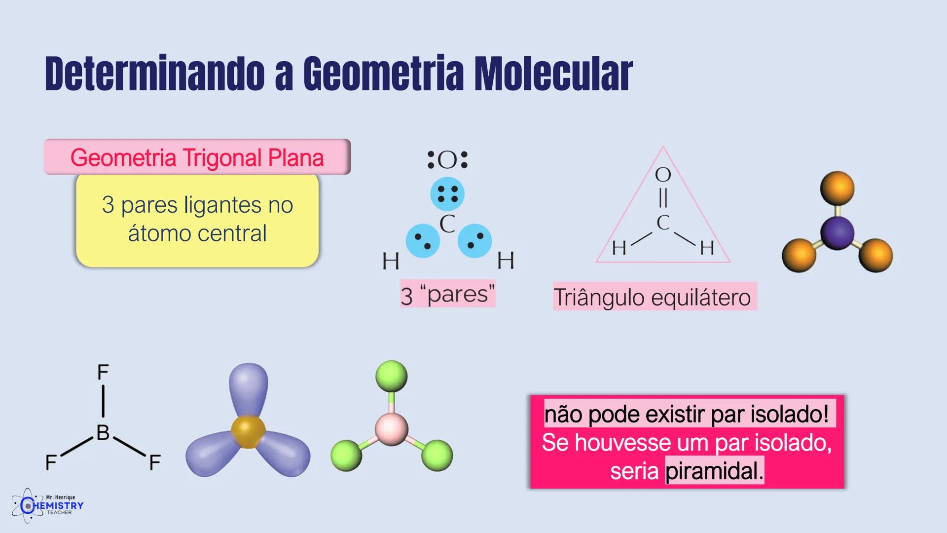 # Química/ 9º ano
# GEOMETRIA MOLECULAR E
# POLARIDADE
# Profº Henrique
Mr. Henrique
CHEMISTRY
TEACHER # O que é Geometria molecular?
De