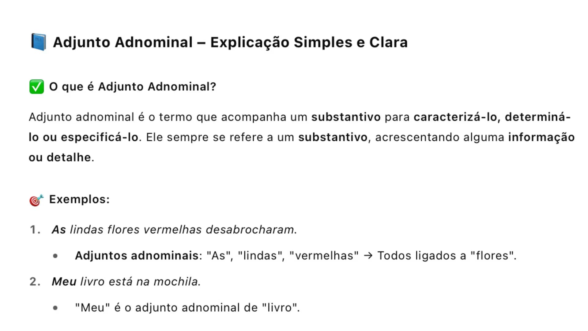 # Adjunto Adnominal – Explicação Simples e Clara
O que é Adjunto Adnominal?
Adjunto adnominal é o termo que acompanha um substantivo para