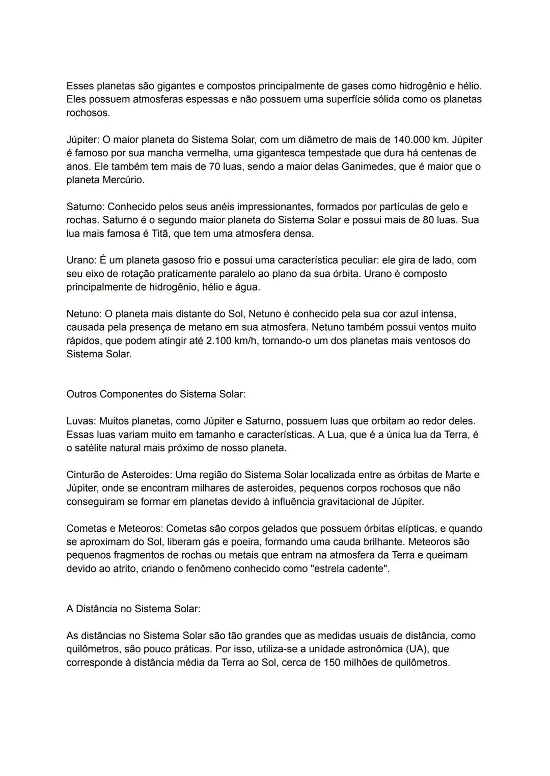 # Sistema Solar e Planetas (Ciências)
Resumo: O Sistema Solar é um conjunto de corpos celestes que orbitam o Sol, nossa
estrela central. El