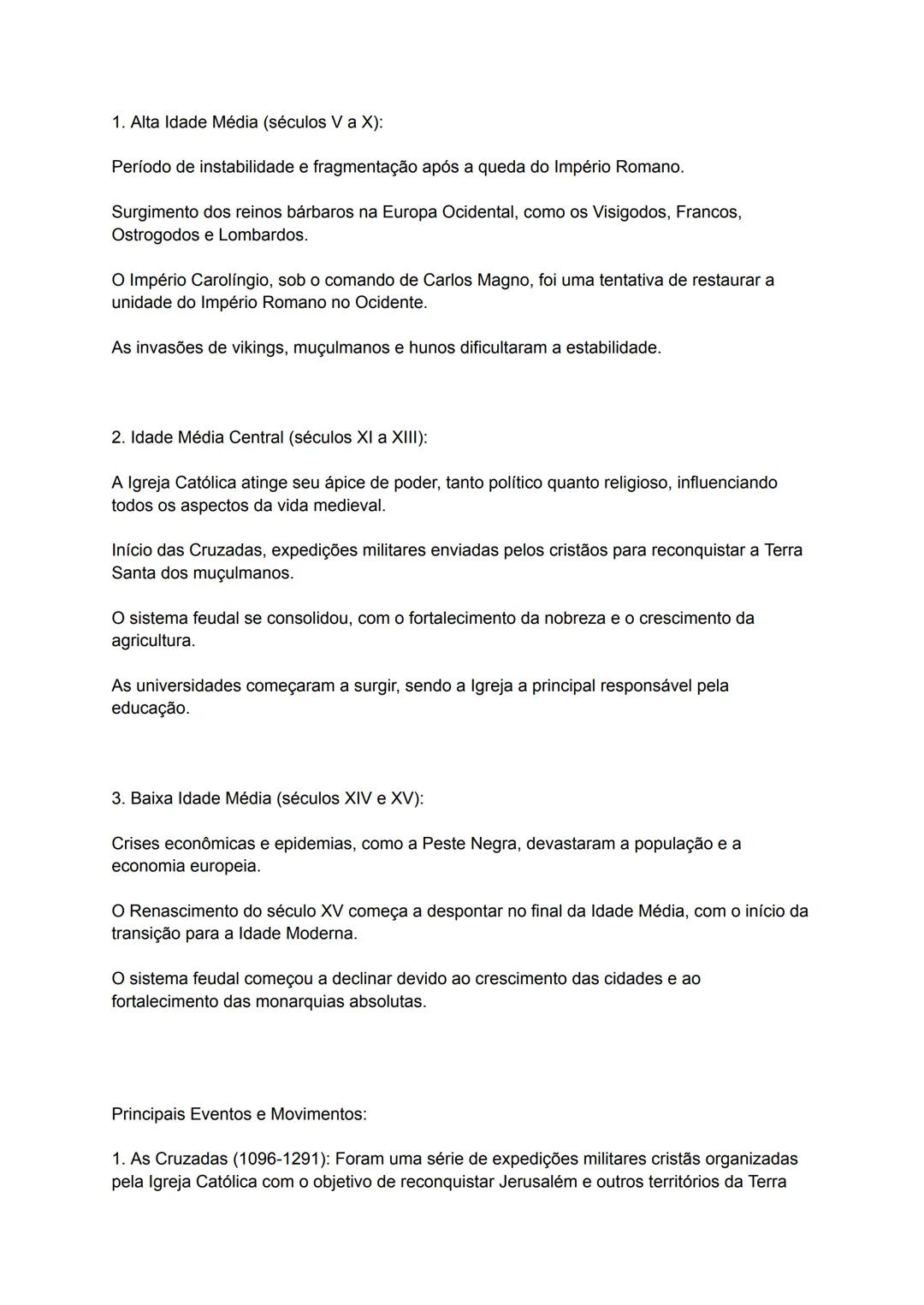 # A Idade Média (História)
Resumo: A Idade Média foi um período histórico que se estendeu de aproximadamente o
século V até o século XV, ma