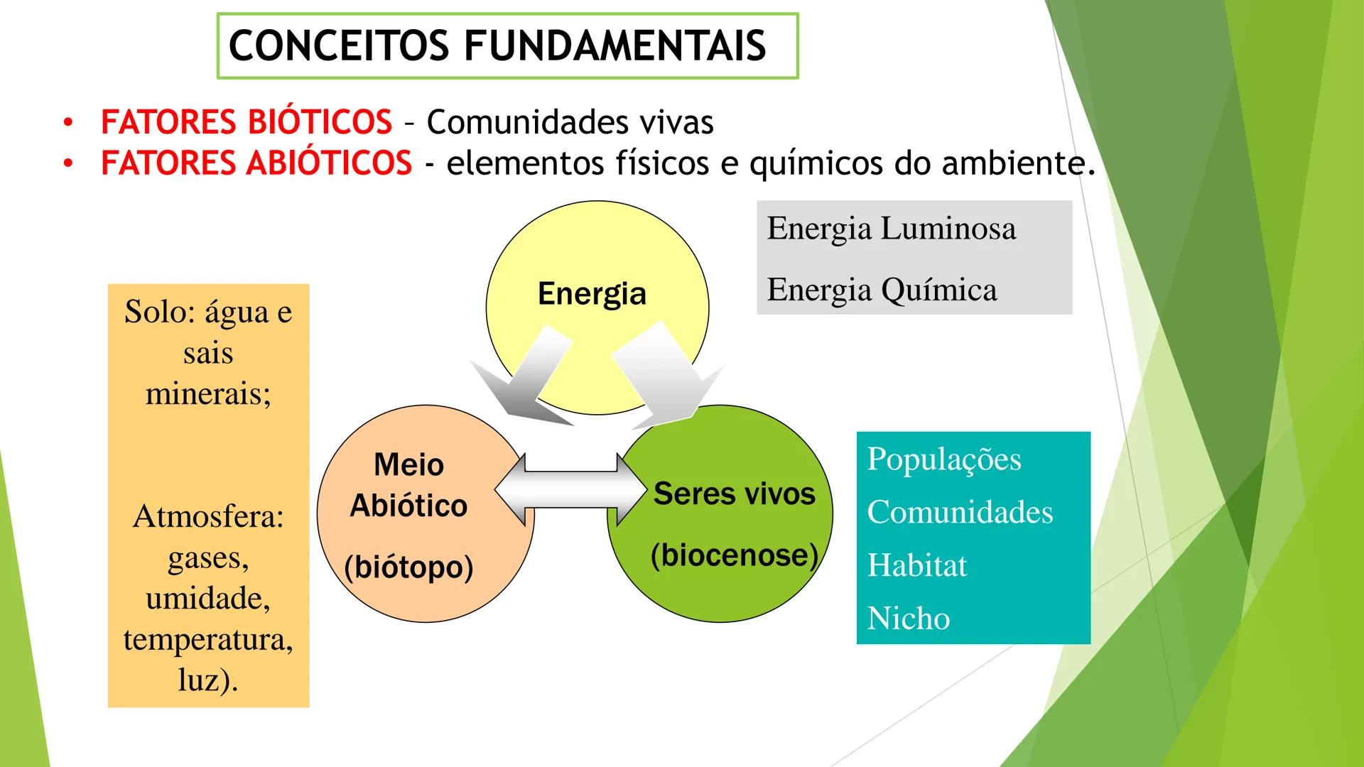 INSTITUTO FEDERAL DE
EDUCAÇÃO, CIÊNCIA E TECNOLOGIA
PARAÍBA
Campus Santa Rita
Fundamentos
de Ecologia
PROFA. FABIANA BEZERRA MARINHO • Vem d