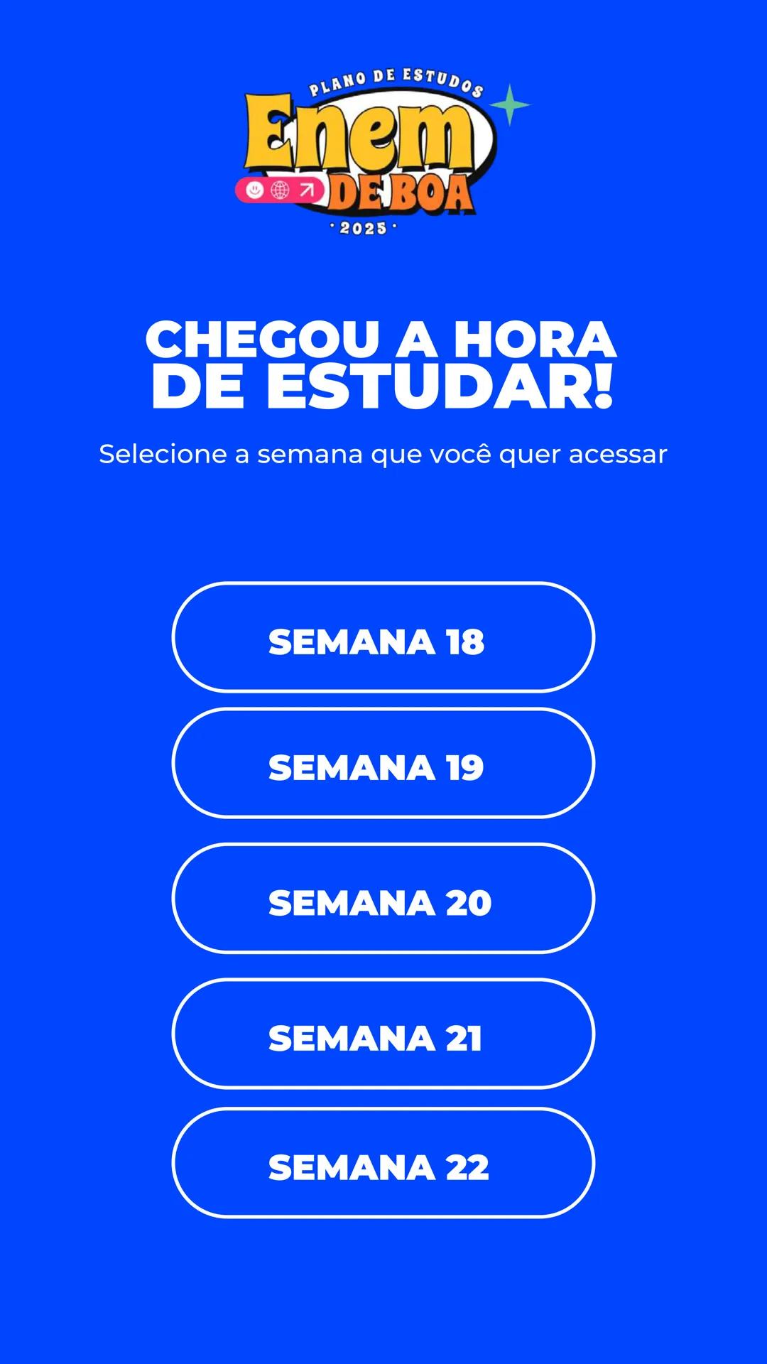 # PLANO DE ESTUDOS
# Enem
😊🌍↗️ **DE BOA**
• 2025 •
# QueroBolsa QUEM
SOMOS?
Quero Bolsa
Conectamos quem quer
aprender a quem é especia