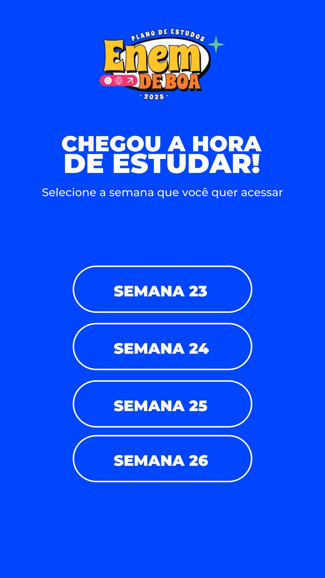 # PLANO DE ESTUDOS
# Enem
😊🌍↗️ **DE BOA**
• 2025 •
# QueroBolsa QUEM
SOMOS?
Quero Bolsa
Conectamos quem quer
aprender a quem é especia