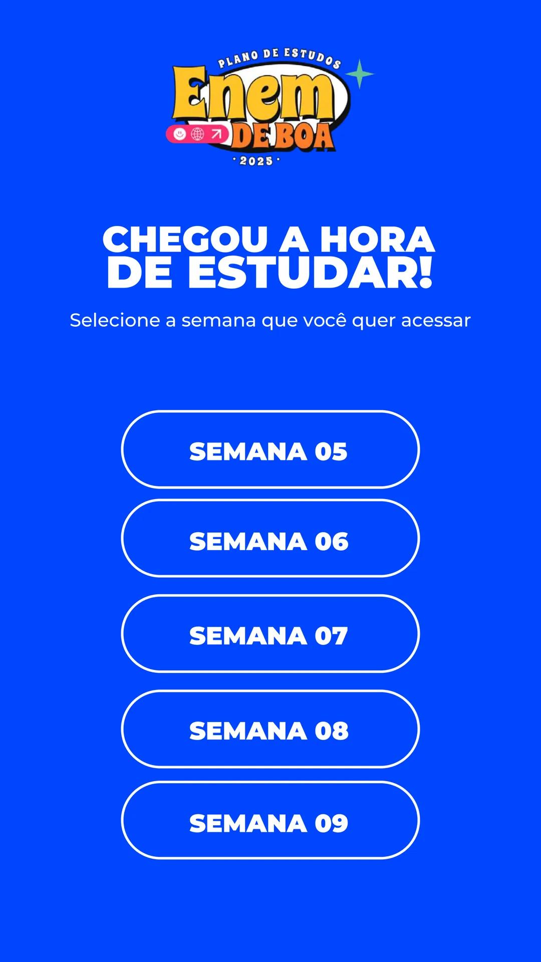 # PLANO DE ESTUDOS
# Enem
😊🌍↗️ **DE BOA**
• 2025 •
# QueroBolsa QUEM
SOMOS?
Quero Bolsa
Conectamos quem quer
aprender a quem é especia