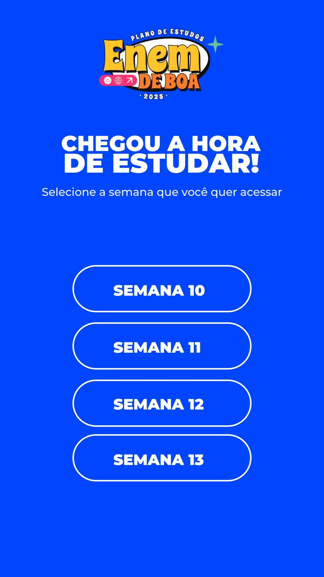 # PLANO DE ESTUDOS
# Enem
😊🌍↗️ **DE BOA**
• 2025 •
# QueroBolsa QUEM
SOMOS?
Quero Bolsa
Conectamos quem quer
aprender a quem é especia