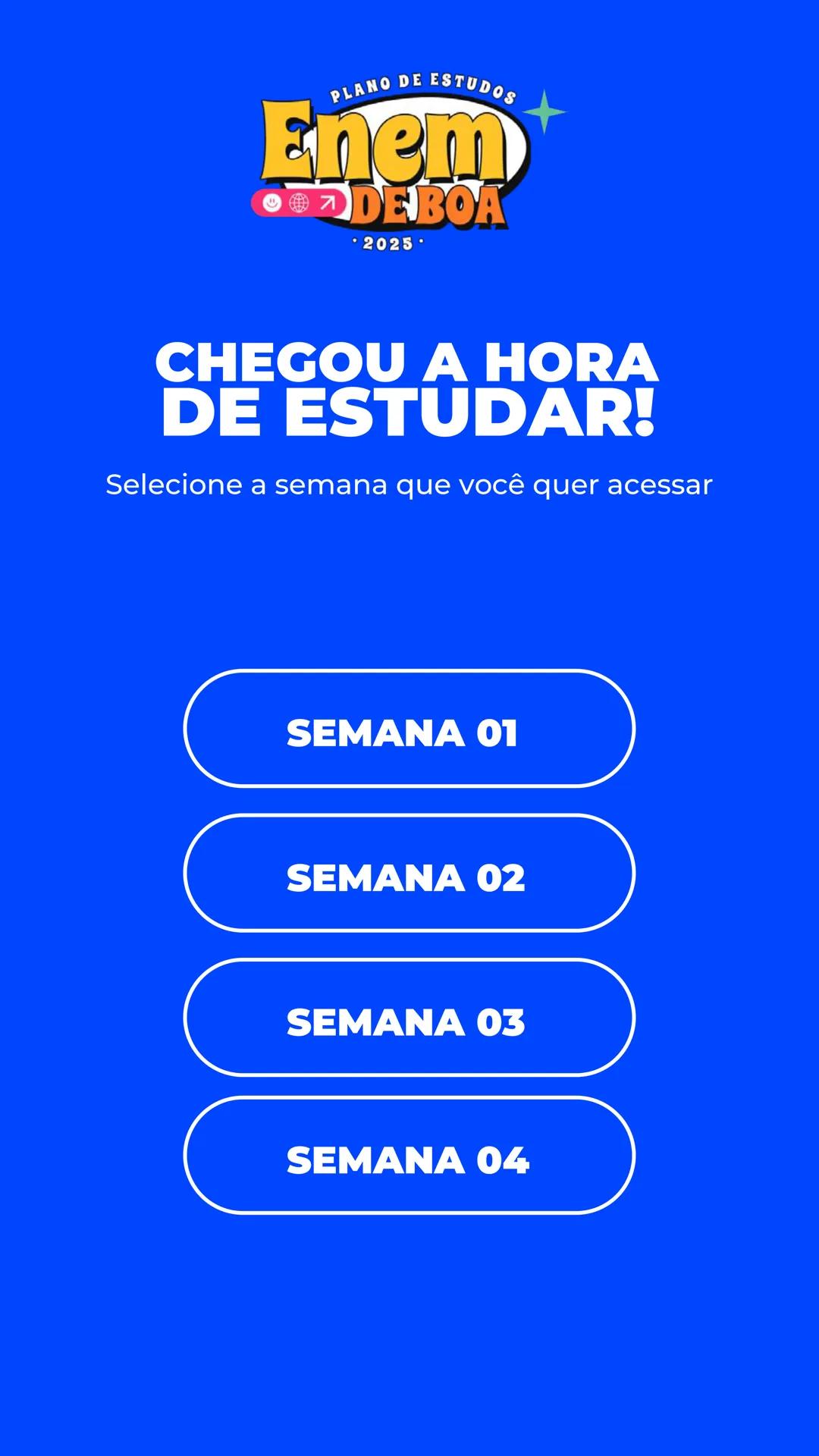 # PLANO DE ESTUDOS
# Enem
😊🌍↗️ **DE BOA**
• 2025 •
# QueroBolsa QUEM
SOMOS?
Quero Bolsa
Conectamos quem quer
aprender a quem é especia