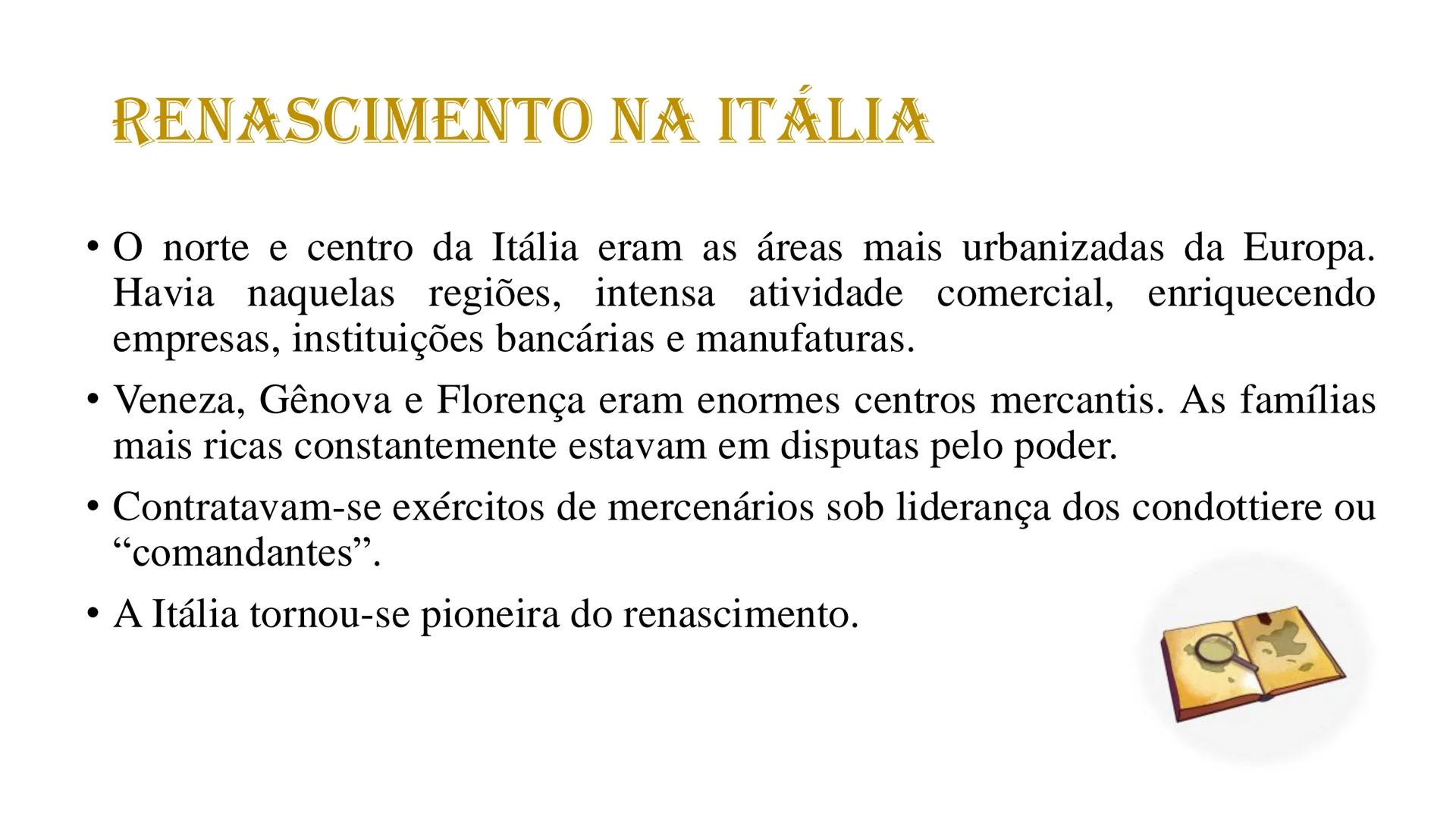 # RENASCIMENTO # Renascimento
Renascimento foi um movimento cultural intenso que começou no
século XIV nas cidades italianas, propagando-se