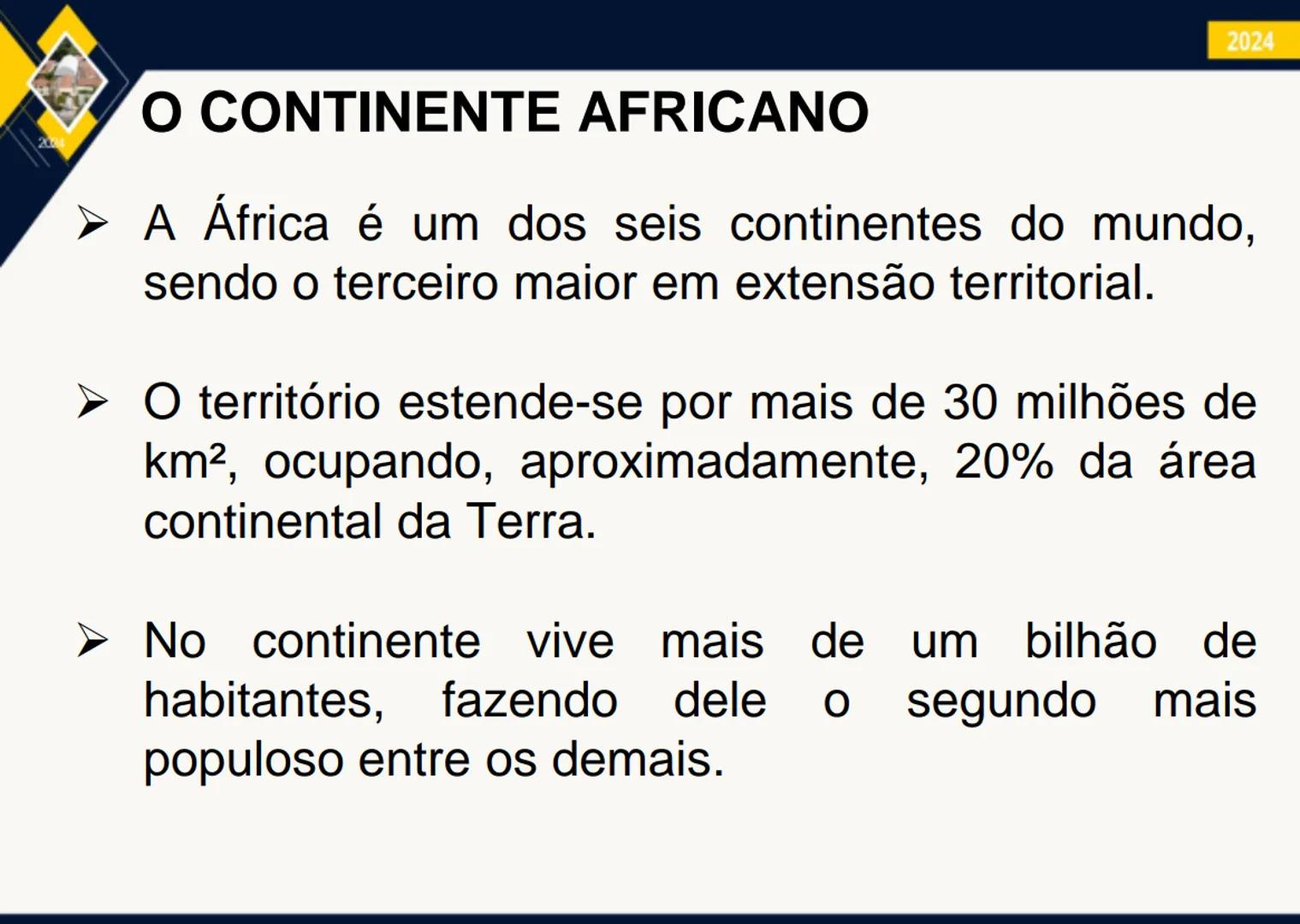- 2024
ÁFRICA:
ASPECTOS FÍSICOS
E HUMANOS
PROF. GEORGE OLIVEIRA
GEOGRAFIA 200
IBGE
# O CONTINENTE AFRICANO
ОСГАНО
PACIFICO
OCEANG
GL