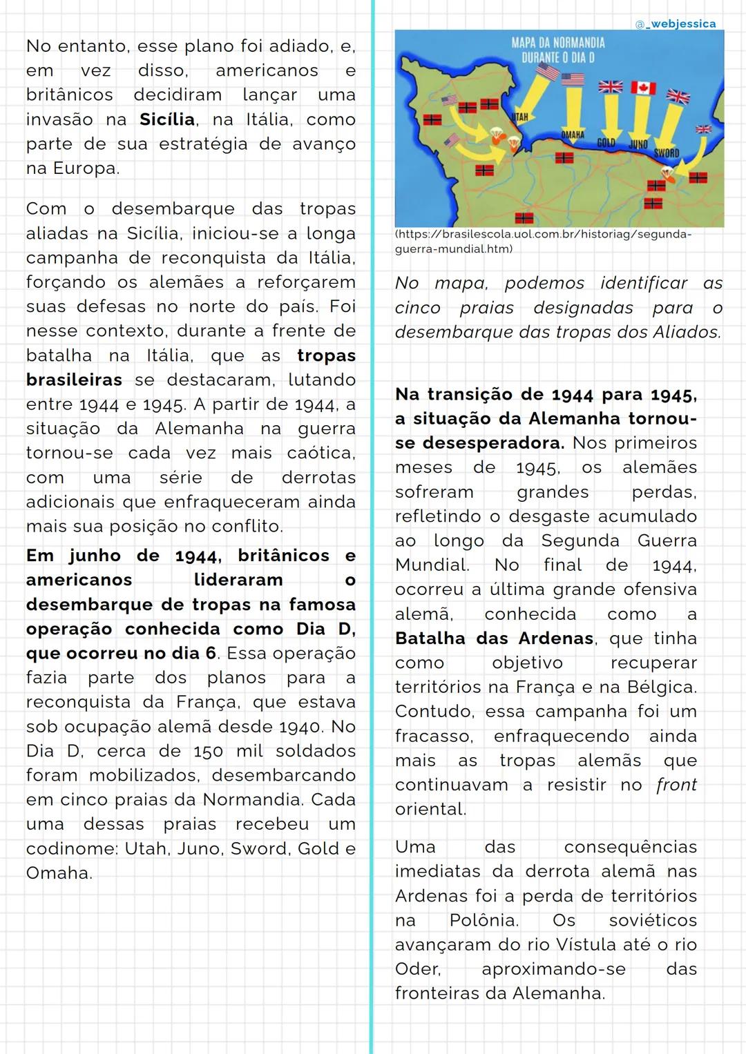 # Segunda Guerra Mundial
@_webjessica
1 - Resumo sobre a Segunda
Guerra Mundial
A Segunda Guerra Mundial, ocorrida
entre os anos de 1939