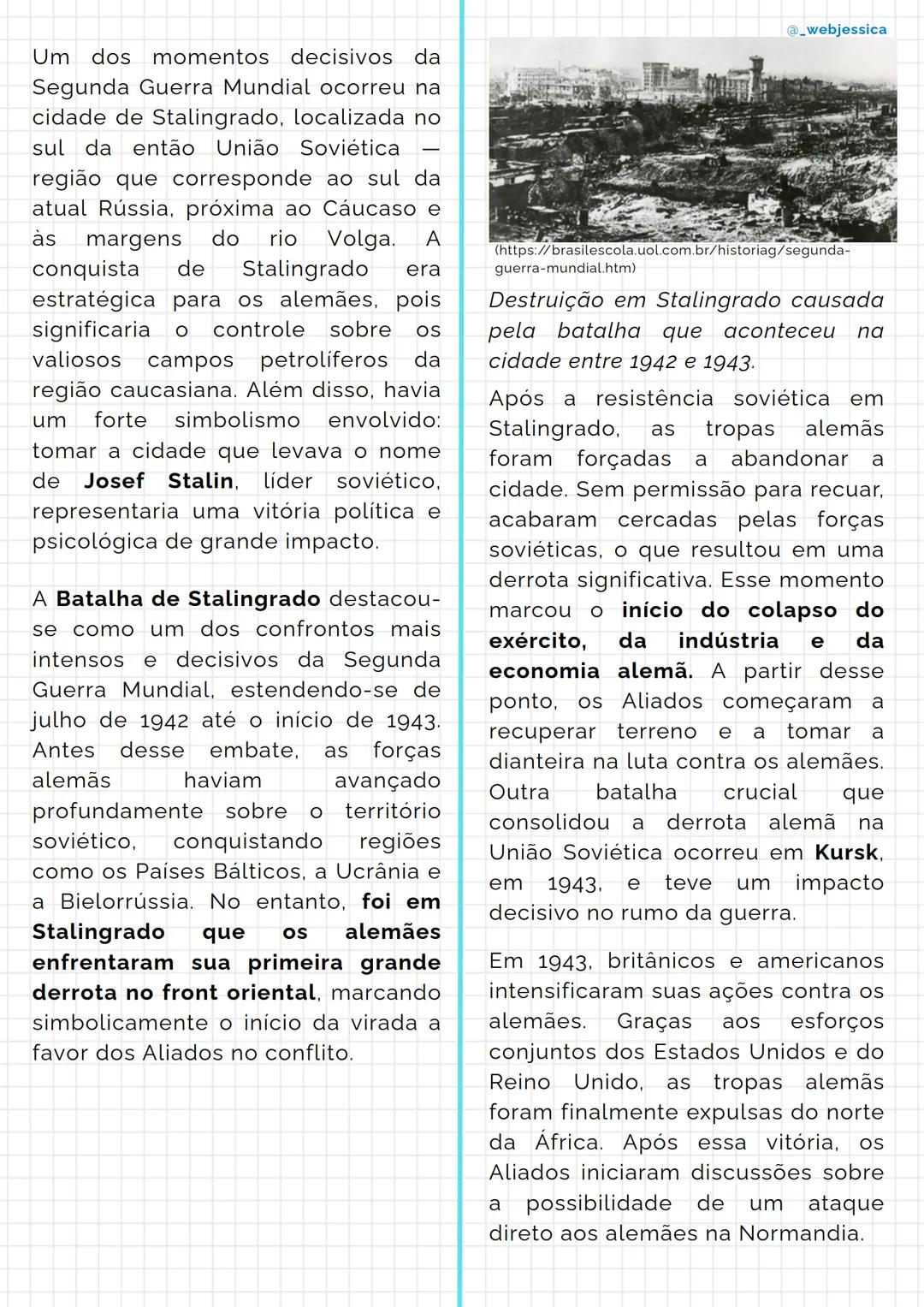 # Segunda Guerra Mundial
@_webjessica
1 - Resumo sobre a Segunda
Guerra Mundial
A Segunda Guerra Mundial, ocorrida
entre os anos de 1939