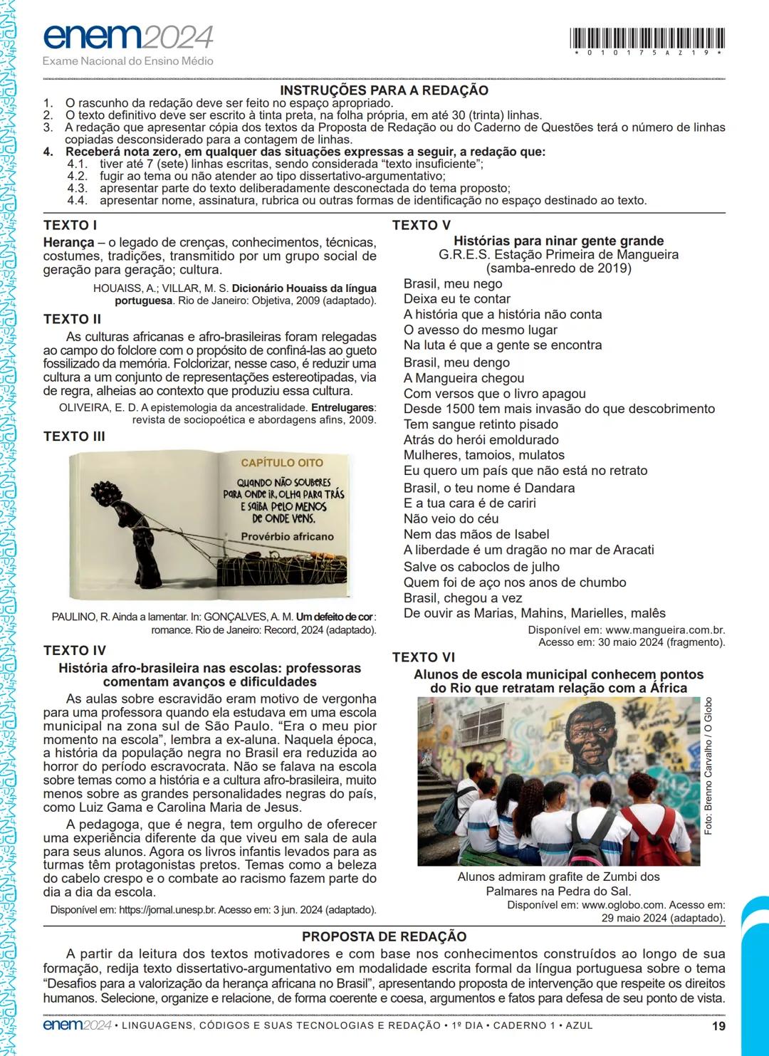 01
1º DIA
EXAME NACIONAL DO ENSINO MÉDIO
PROVA DE LINGUAGENS, CÓDIGOS E SUAS TECNOLOGIAS E REDAÇÃO
PROVA DE CIÊNCIAS HUMANAS E SUAS TECNOL