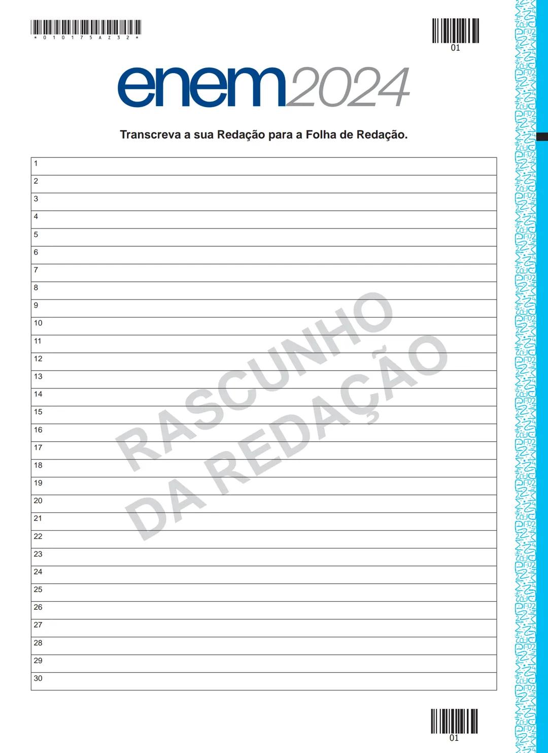 01
1º DIA
EXAME NACIONAL DO ENSINO MÉDIO
PROVA DE LINGUAGENS, CÓDIGOS E SUAS TECNOLOGIAS E REDAÇÃO
PROVA DE CIÊNCIAS HUMANAS E SUAS TECNOL