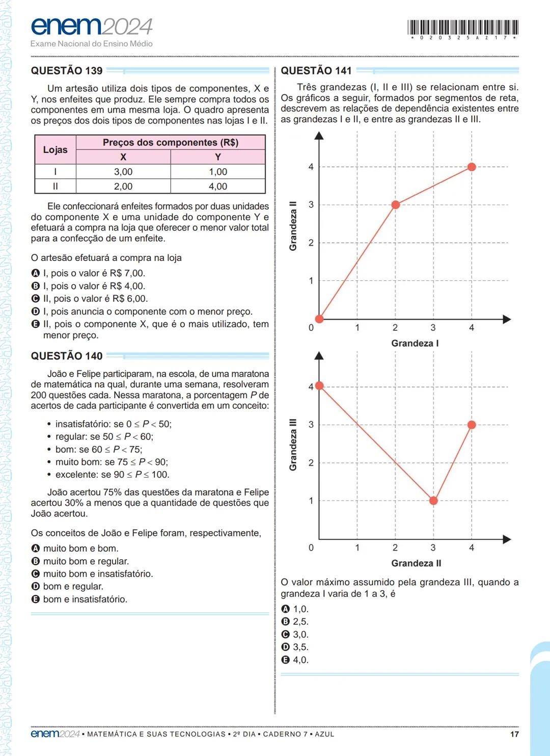03
2º DIA
EXAME NACIONAL DO ENSINO MÉDIO
PROVA DE CIÊNCIAS DA NATUREZA E SUAS TECNOLOGIAS
PROVA DE MATEMÁTICA E SUAS TECNOLOGIAS
enem2024