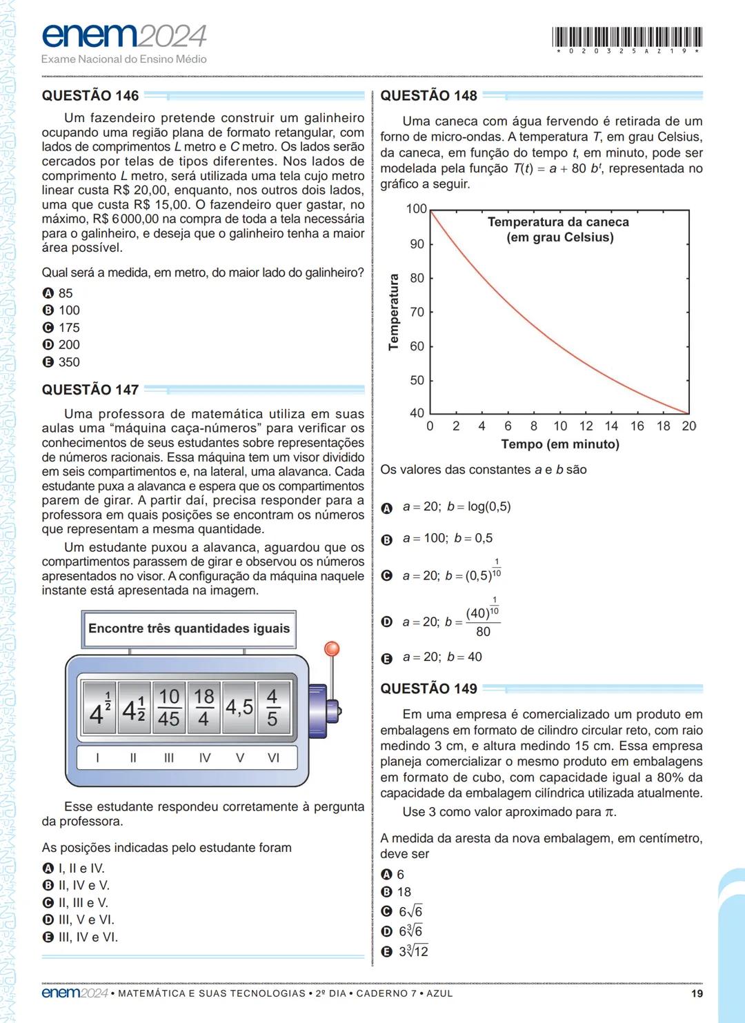 03
2º DIA
EXAME NACIONAL DO ENSINO MÉDIO
PROVA DE CIÊNCIAS DA NATUREZA E SUAS TECNOLOGIAS
PROVA DE MATEMÁTICA E SUAS TECNOLOGIAS
enem2024