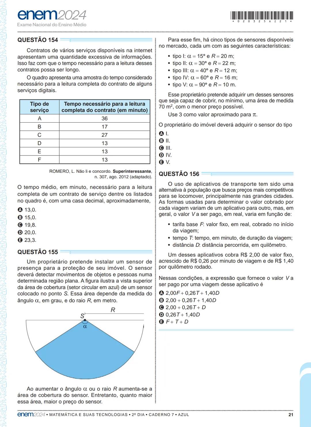03
2º DIA
EXAME NACIONAL DO ENSINO MÉDIO
PROVA DE CIÊNCIAS DA NATUREZA E SUAS TECNOLOGIAS
PROVA DE MATEMÁTICA E SUAS TECNOLOGIAS
enem2024