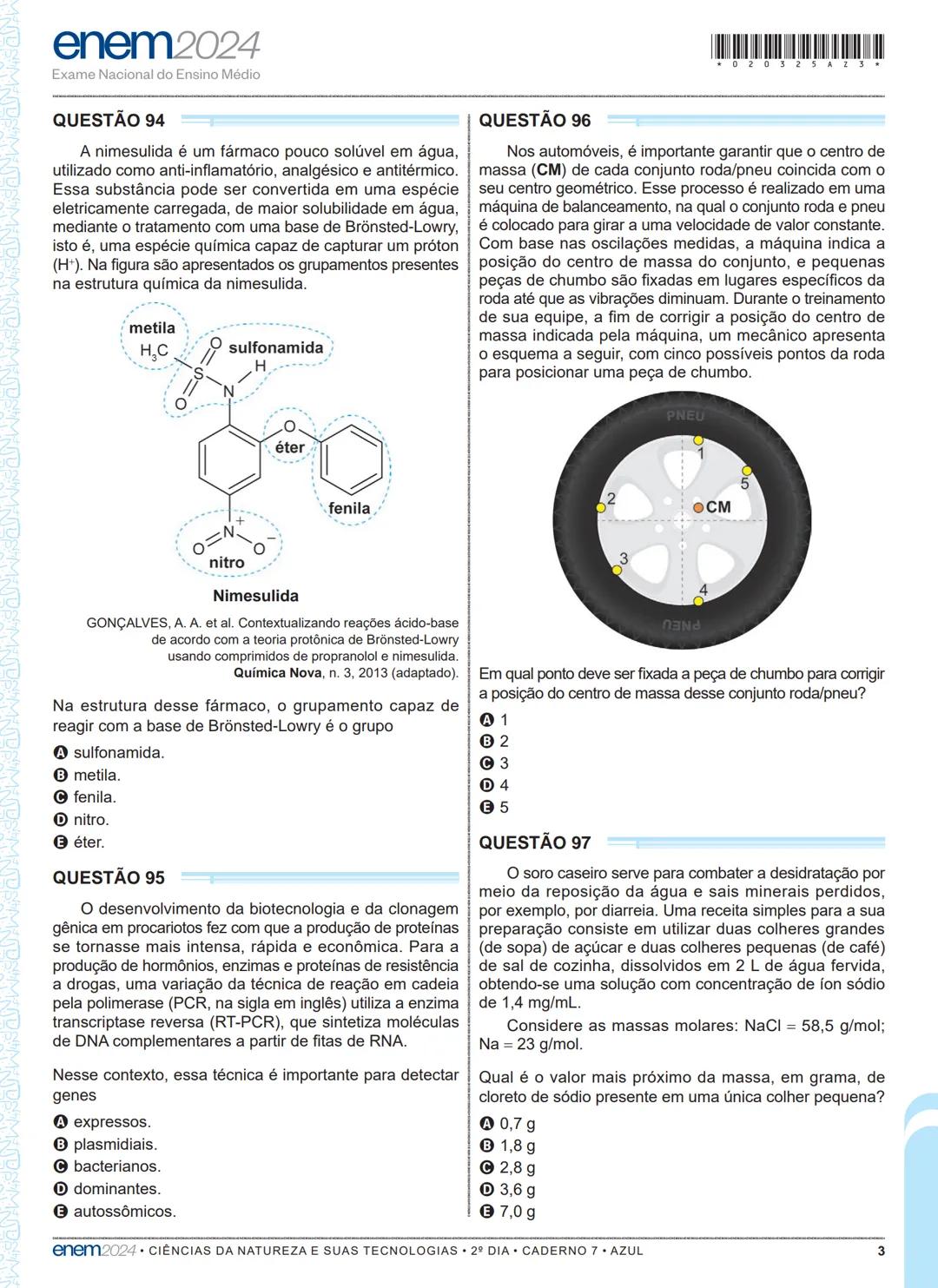 03
2º DIA
EXAME NACIONAL DO ENSINO MÉDIO
PROVA DE CIÊNCIAS DA NATUREZA E SUAS TECNOLOGIAS
PROVA DE MATEMÁTICA E SUAS TECNOLOGIAS
enem2024