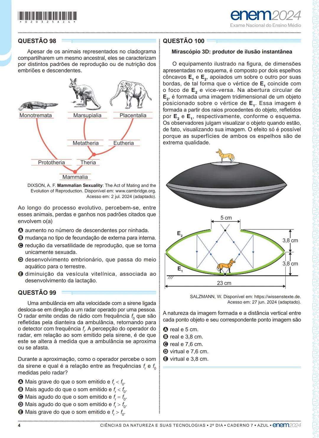 03
2º DIA
EXAME NACIONAL DO ENSINO MÉDIO
PROVA DE CIÊNCIAS DA NATUREZA E SUAS TECNOLOGIAS
PROVA DE MATEMÁTICA E SUAS TECNOLOGIAS
enem2024