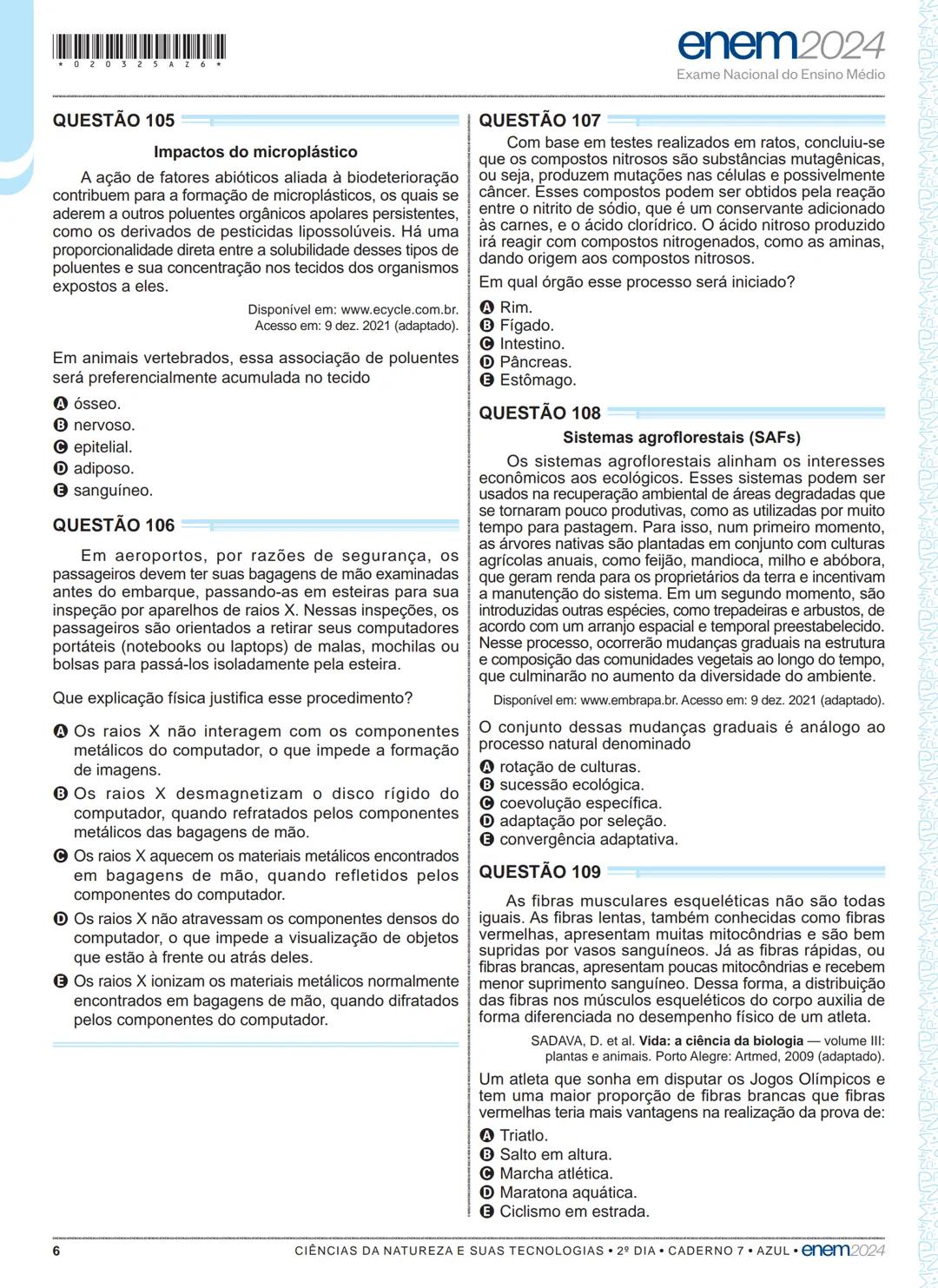 03
2º DIA
EXAME NACIONAL DO ENSINO MÉDIO
PROVA DE CIÊNCIAS DA NATUREZA E SUAS TECNOLOGIAS
PROVA DE MATEMÁTICA E SUAS TECNOLOGIAS
enem2024