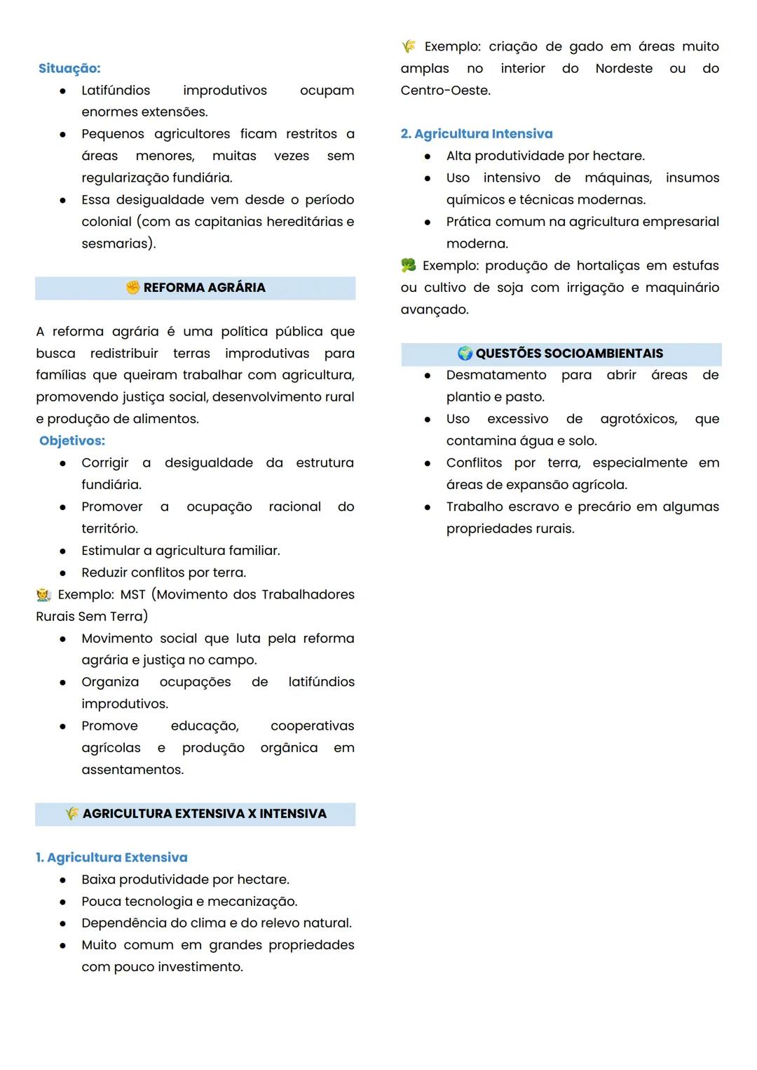 Geografia
Reforçando conceitos fundamentais
termo
monocultura
pluricultura
plantation
significado
Cultivo de um
único tipo de
planta em
gran