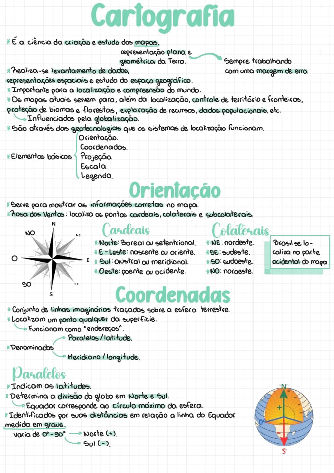 Cartografia
* É a ciência da criação e estudo dos mapas.
representação plana e
geométrica da Terra.
Sempre trabalhando
com uma margem de err