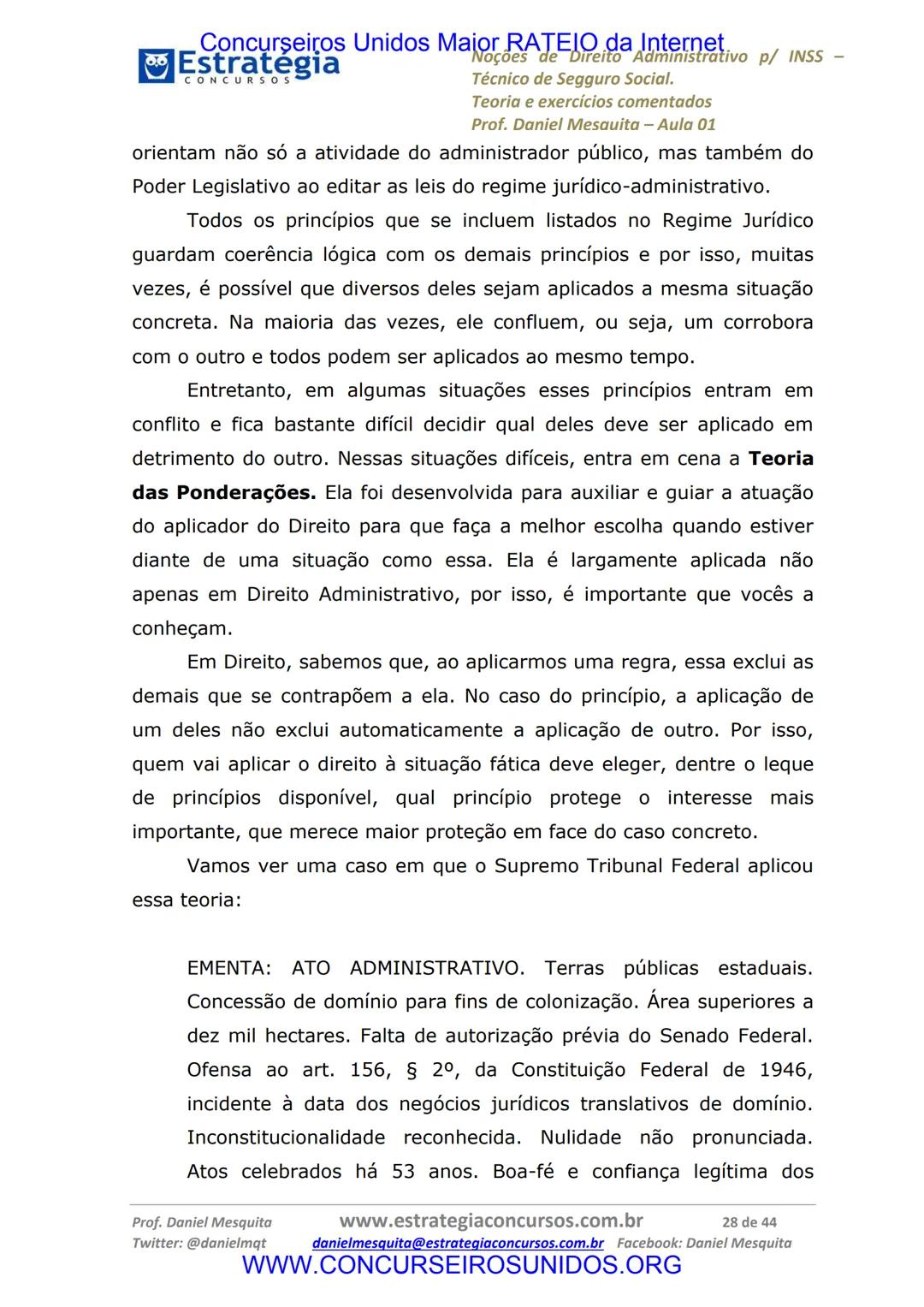 Concurseiros Unidos Maior RATEIO da Internet
# Estratégia
CONCURSOS
## Aula 01
Noções de Direito Administrativo p/ INSS - Técnico do Segu