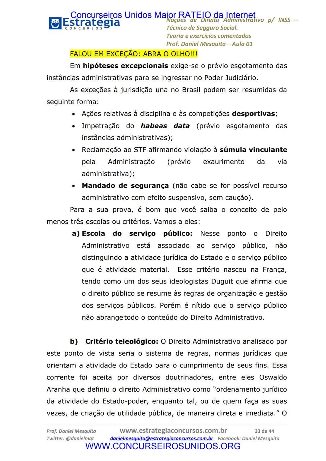 Concurseiros Unidos Maior RATEIO da Internet
# Estratégia
CONCURSOS
## Aula 01
Noções de Direito Administrativo p/ INSS - Técnico do Segu