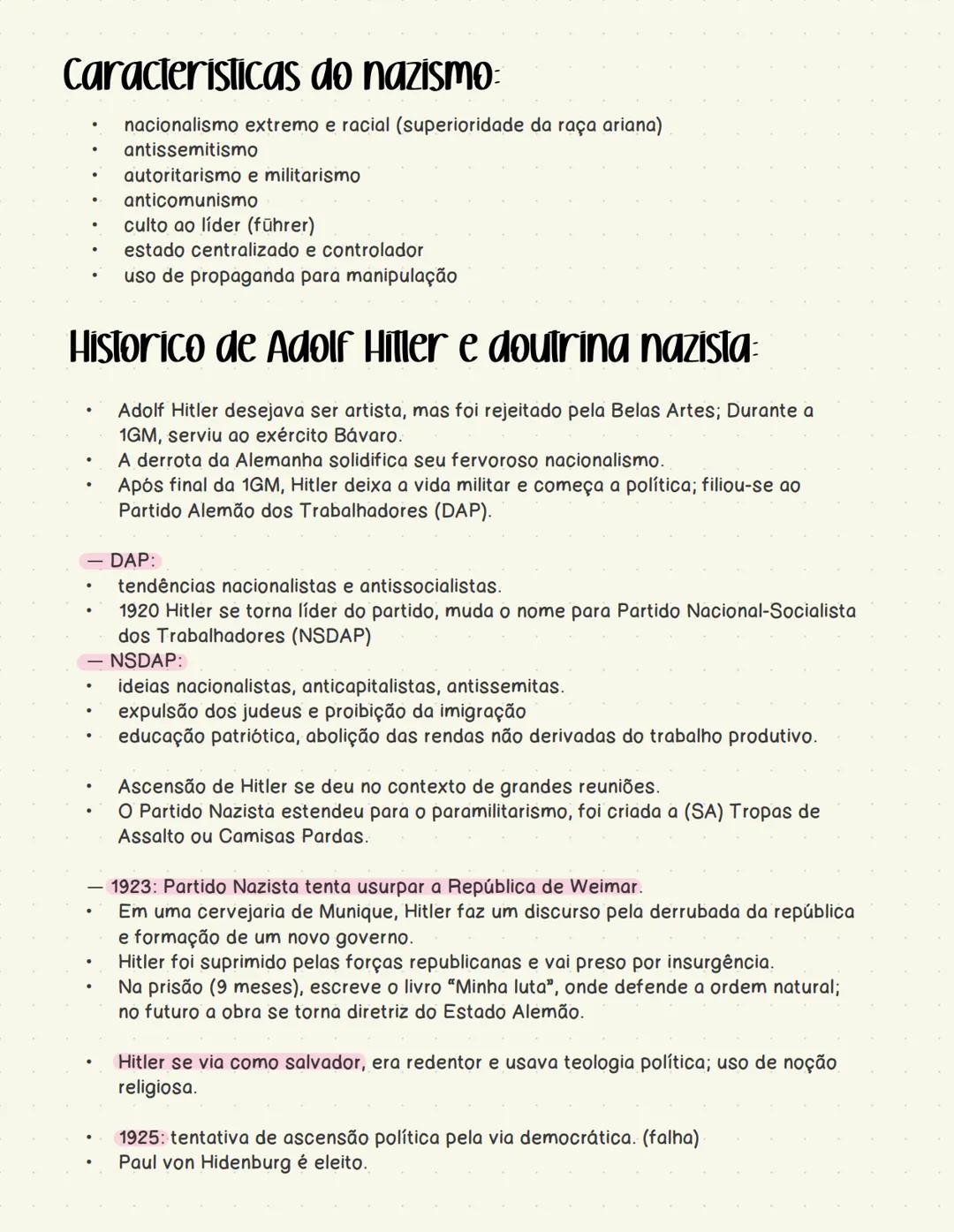 # Ascensão dos regimes totalitários
## Nazismo
* Após 1GM, Tratado de Versalhes impôs consequências severas para a Alemanha, o que tornava