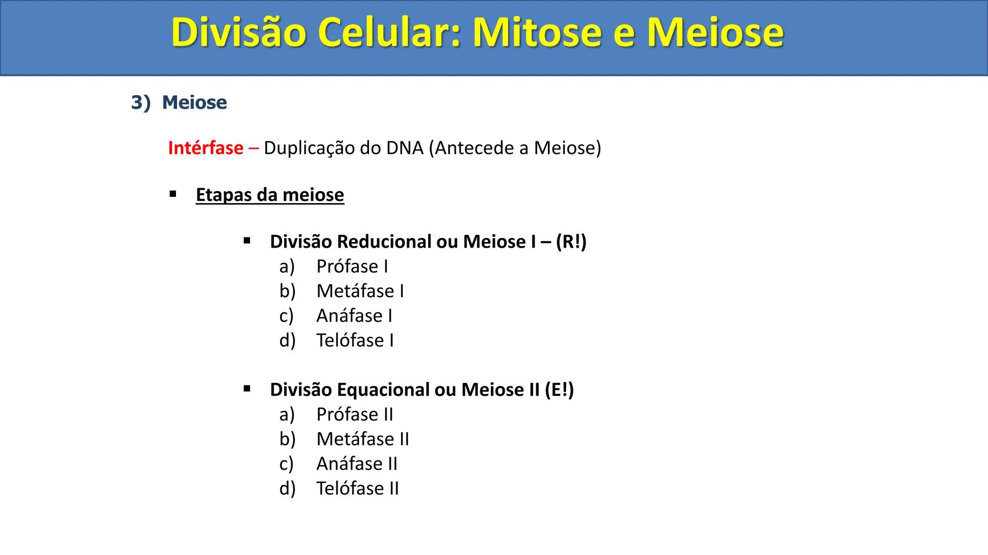 Aula
Programada
Biologia
Tema:
Divisão celular:
Mitose e Meiose
Biologia
Biologia
Divisão Celular: Mitose e Meiose Divisão Celular: Mitose e