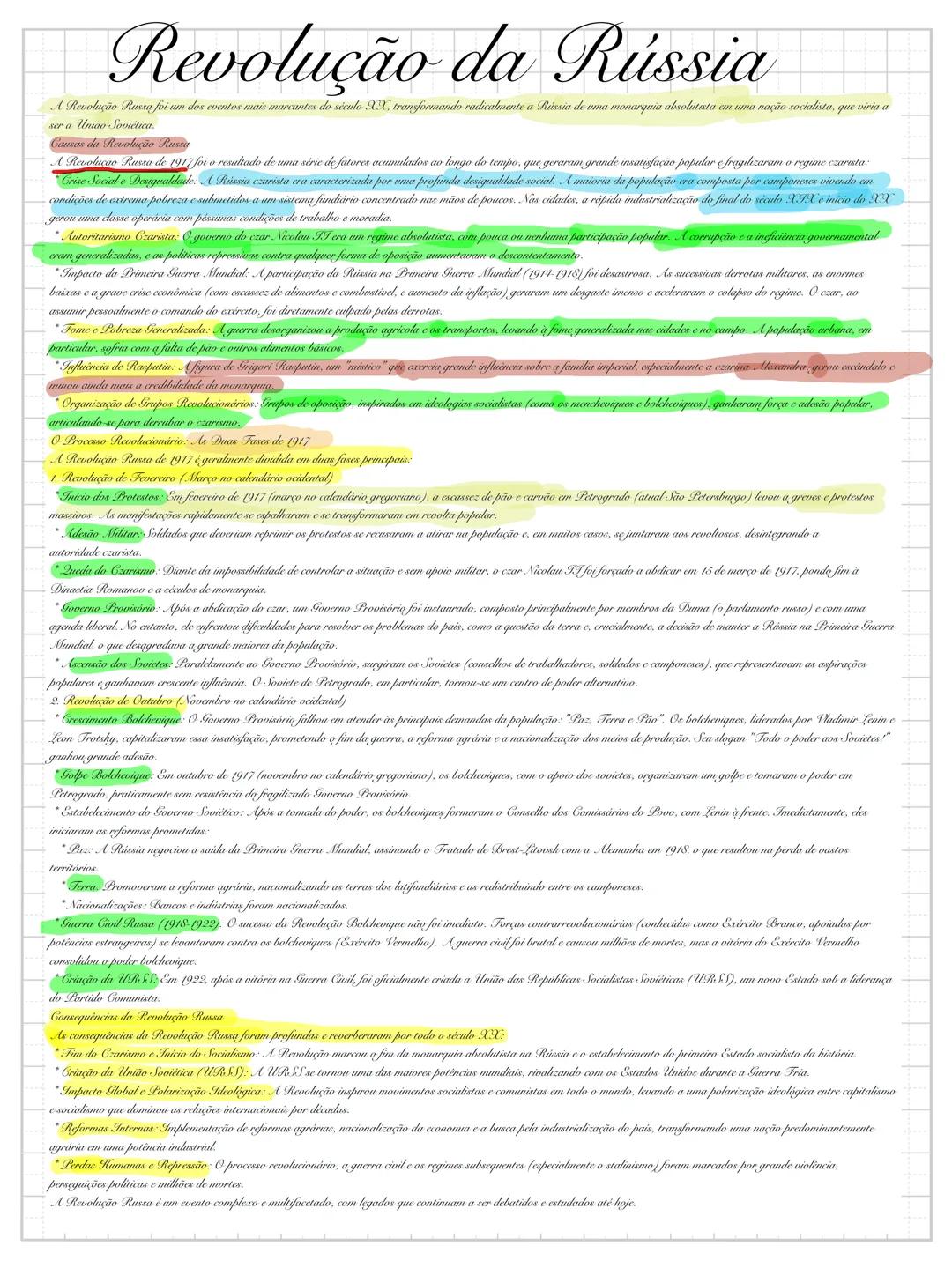 Revolução da Rússia
A Revolução Russa foi um dos eventos mais marcantes do século XX, transformando radicalmente a Rússia de uma monarquia a