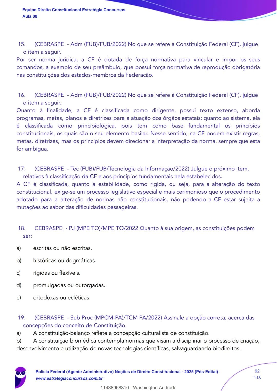Estratégia
Concursos
Aula 00
Polícia Federal (Agente Administrativo)
Noções de Direito Constitucional - 2025
(Pós-Edital)
Autor:
Equipe Dire