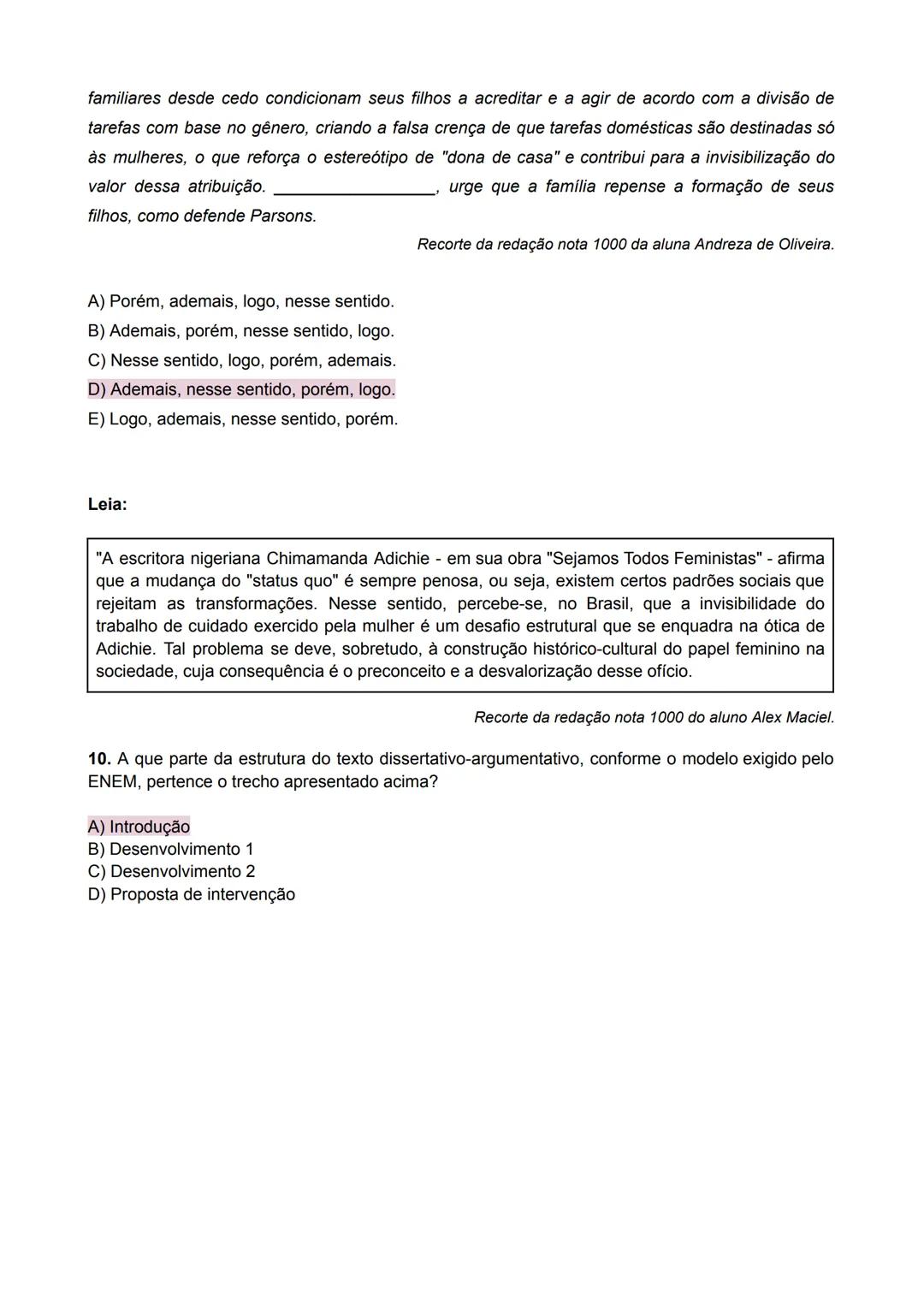 REVISÃO BIMESTRAL
Redação - Profa. Amanda Silva
Leia atentamente a redação a seguir, de autoria do estudante Rafael Assunção, que obteve
not