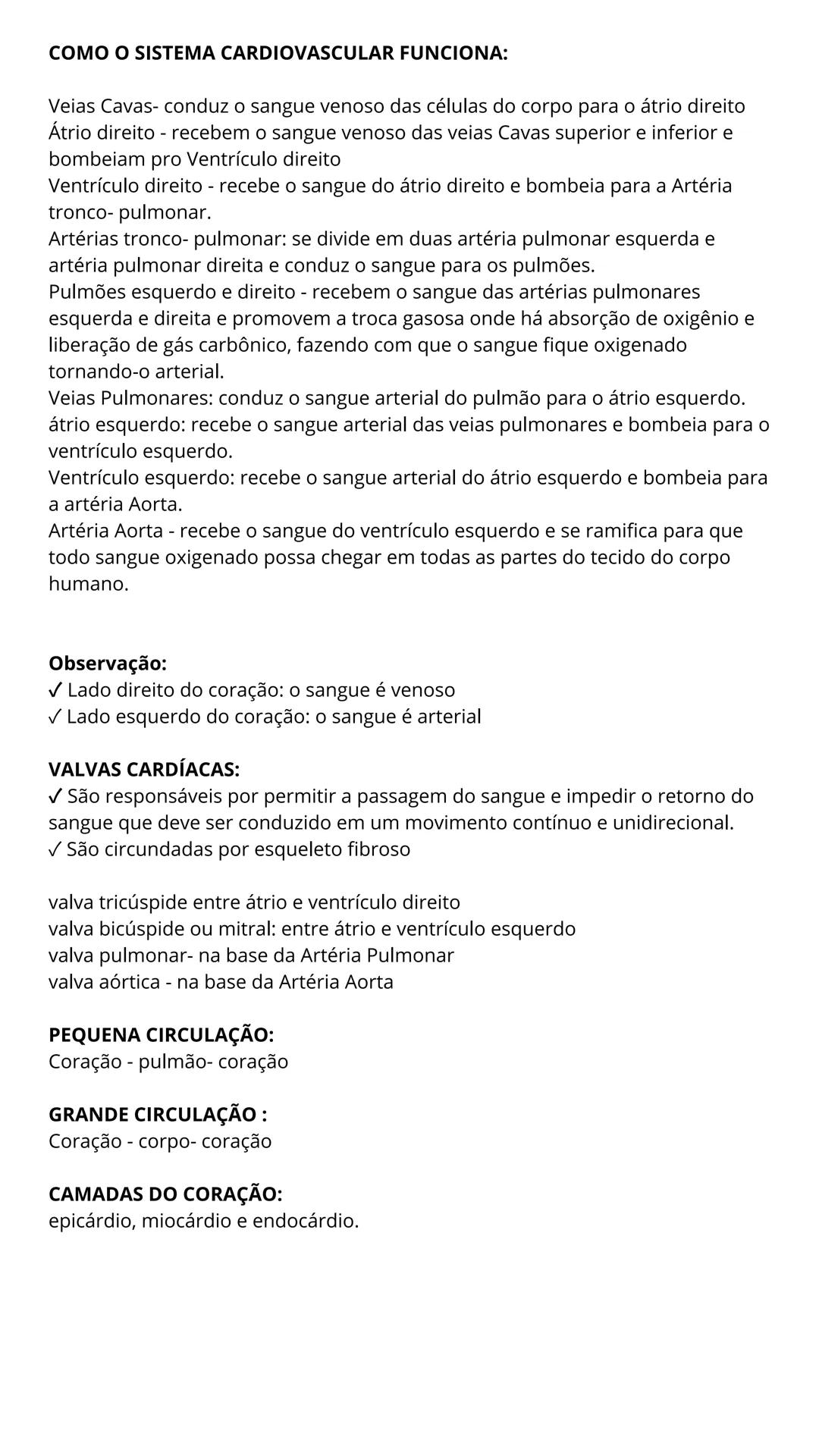 Sistema Cardiovascular
INTRODUÇÃO:
✓ Sistema que tem como função coletar o sangue desoxigenado dos tecidos
orgânicos, transportá-lo até o pu