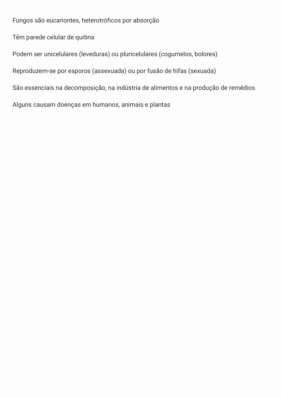 Biologia - Reino Fungi (Fungos)
O que são fungos?
Os fungos são seres eucariontes, heterotróficos por absorção (ou seja, se alimentam de
m