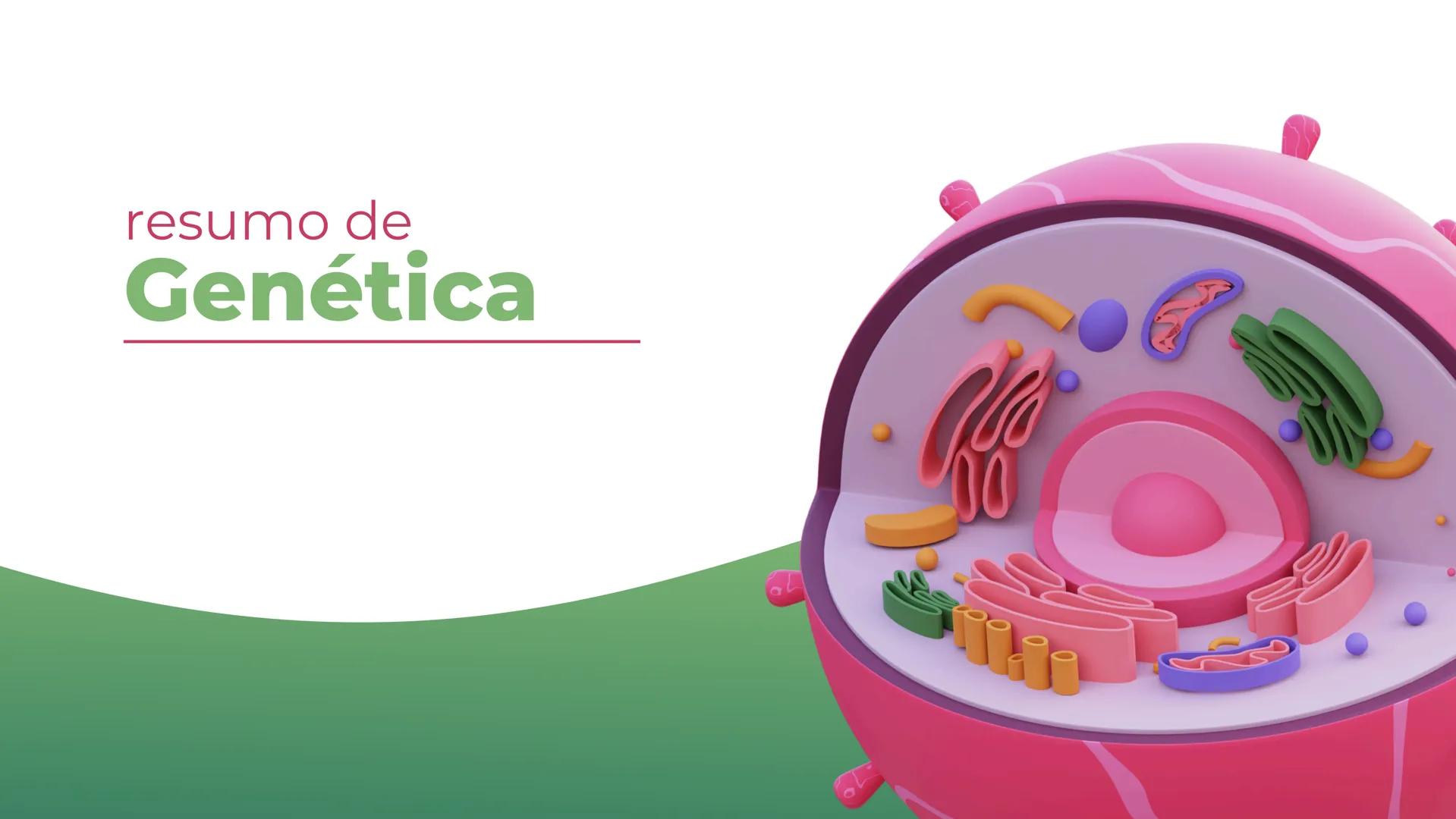 # resumo de
# Genética O que é genética?
• Genética é a área da biologia que
estuda hereditariedade (transmissão
de características dos pais