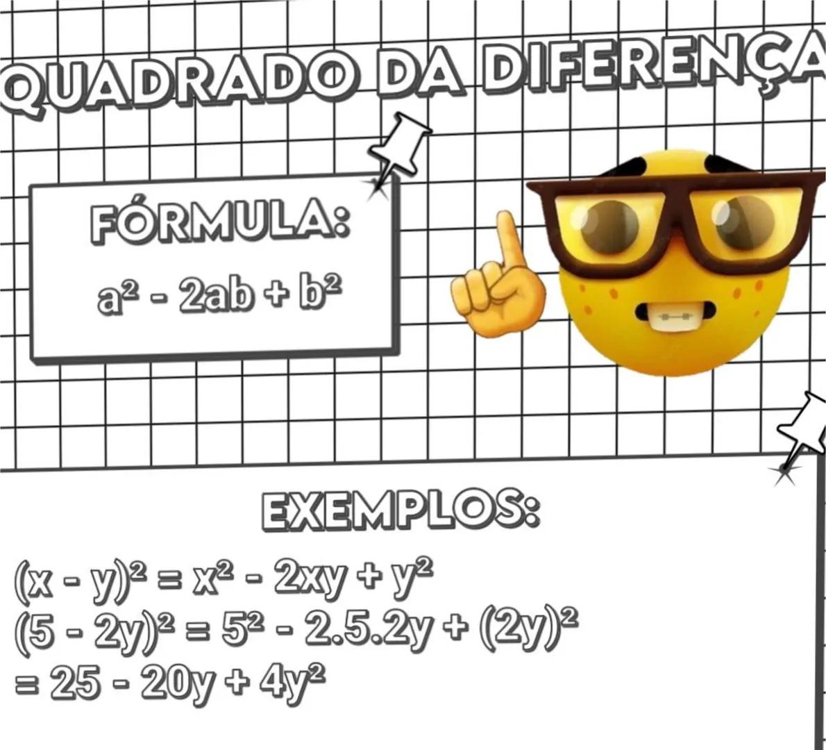 PRODUTOS NOTAVEIS
PRODUTOS NOTÁVEIS SÃO FÓRMULAS
ALGÉBRICAS PRONTAS QUE FACILITAM
O CÁLCULO DE EXPRESSÕES. QUADRADO DA SOMA
FÓRMULA:
a² + 2