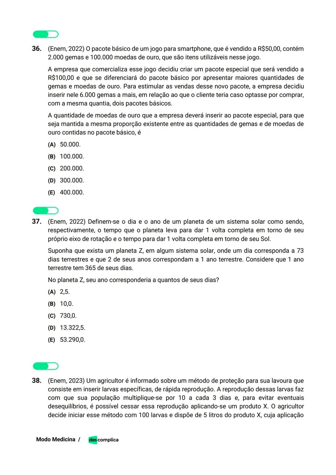 des complica
APOSTILA
MODO MEDICINA
VOLUME 2
UMA CURADORIA DE QUESTÕES ENEM QUE VAI TURBINAR SEUS ESTUDOS
RUMO À APROVAÇÃO EM MEDICINA! Sumá