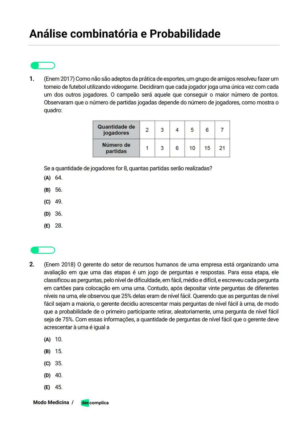 des complica
APOSTILA
MODO MEDICINA
VOLUME 2
UMA CURADORIA DE QUESTÕES ENEM QUE VAI TURBINAR SEUS ESTUDOS
RUMO À APROVAÇÃO EM MEDICINA! Sumá