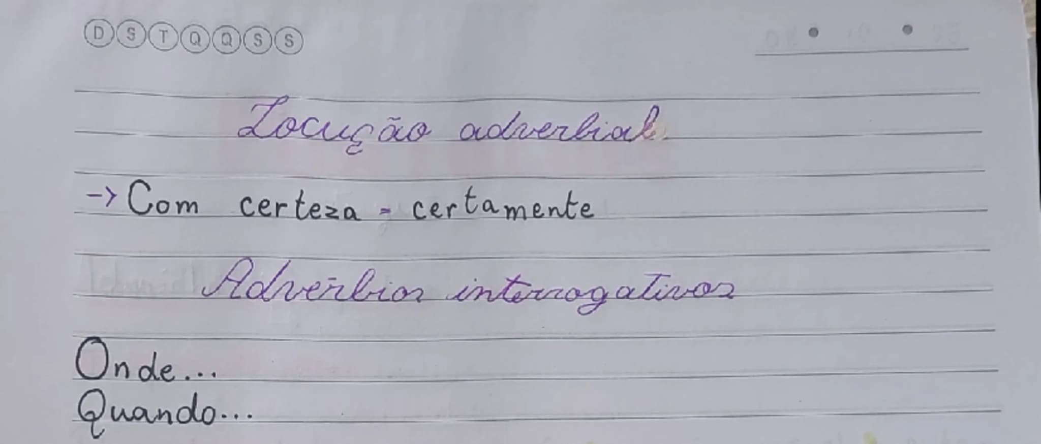 # Revisão
português
## Advérbios
↳ palavra invariável que modifica um verbo, adjetivo e o próprio advérbio, indicando circunstâncias de tem