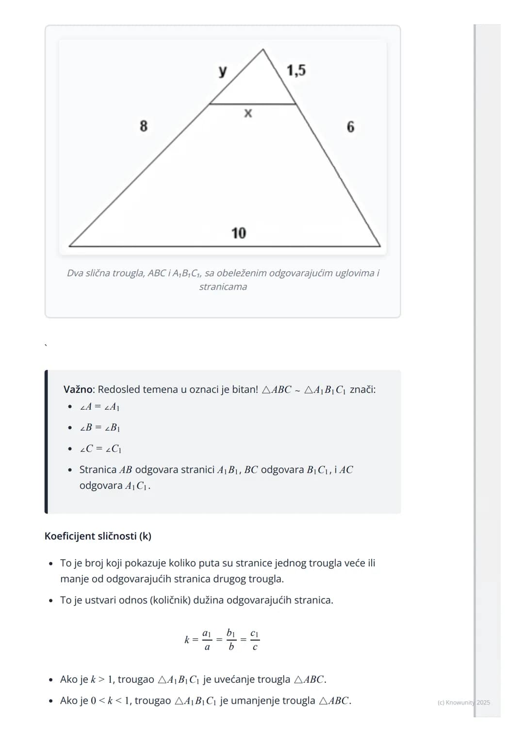 # Stavovi sličnosti trouglova
## Uvod u sličnost trouglova
Sličnost trouglova je važan koncept u geometriji. Dva trougla su slična ako
ima