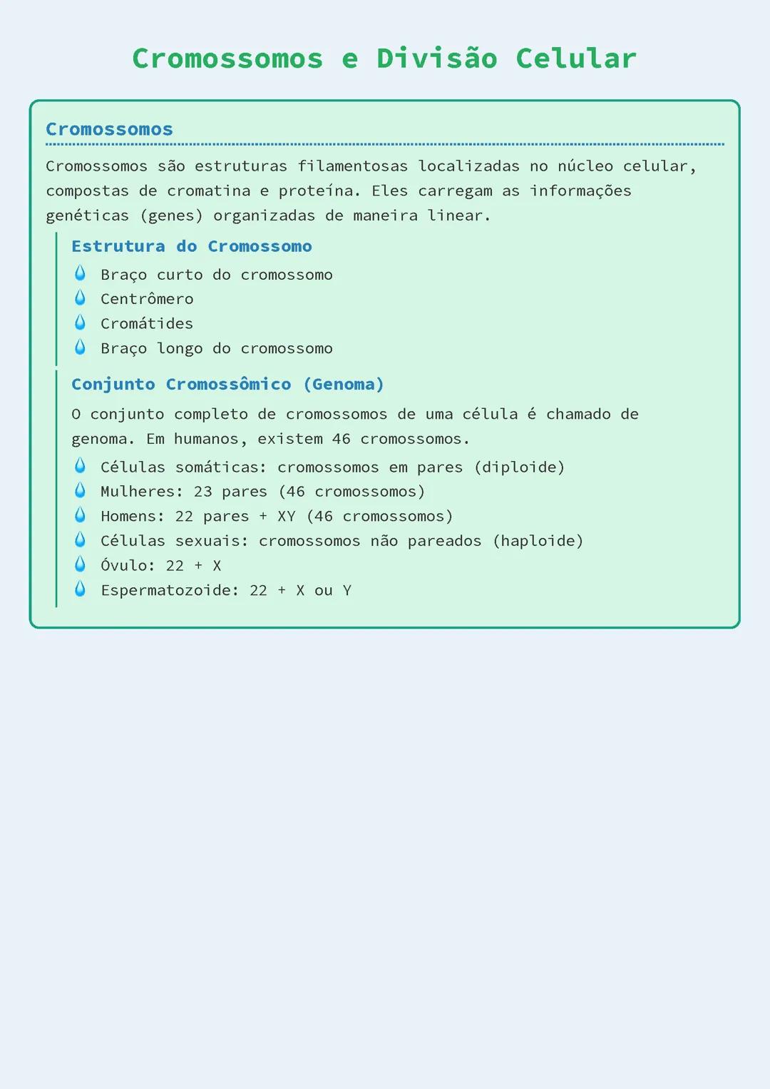 Cromossomos e Divisão Celular