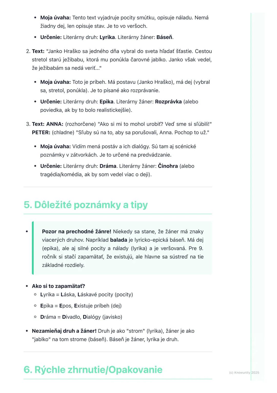 # Literárne druhy a žánre
1. Úvod do literárnych druhov a žánrov
Keď čítame knihy alebo pozeráme divadlo, stretávame sa s rôznymi typmi
pr