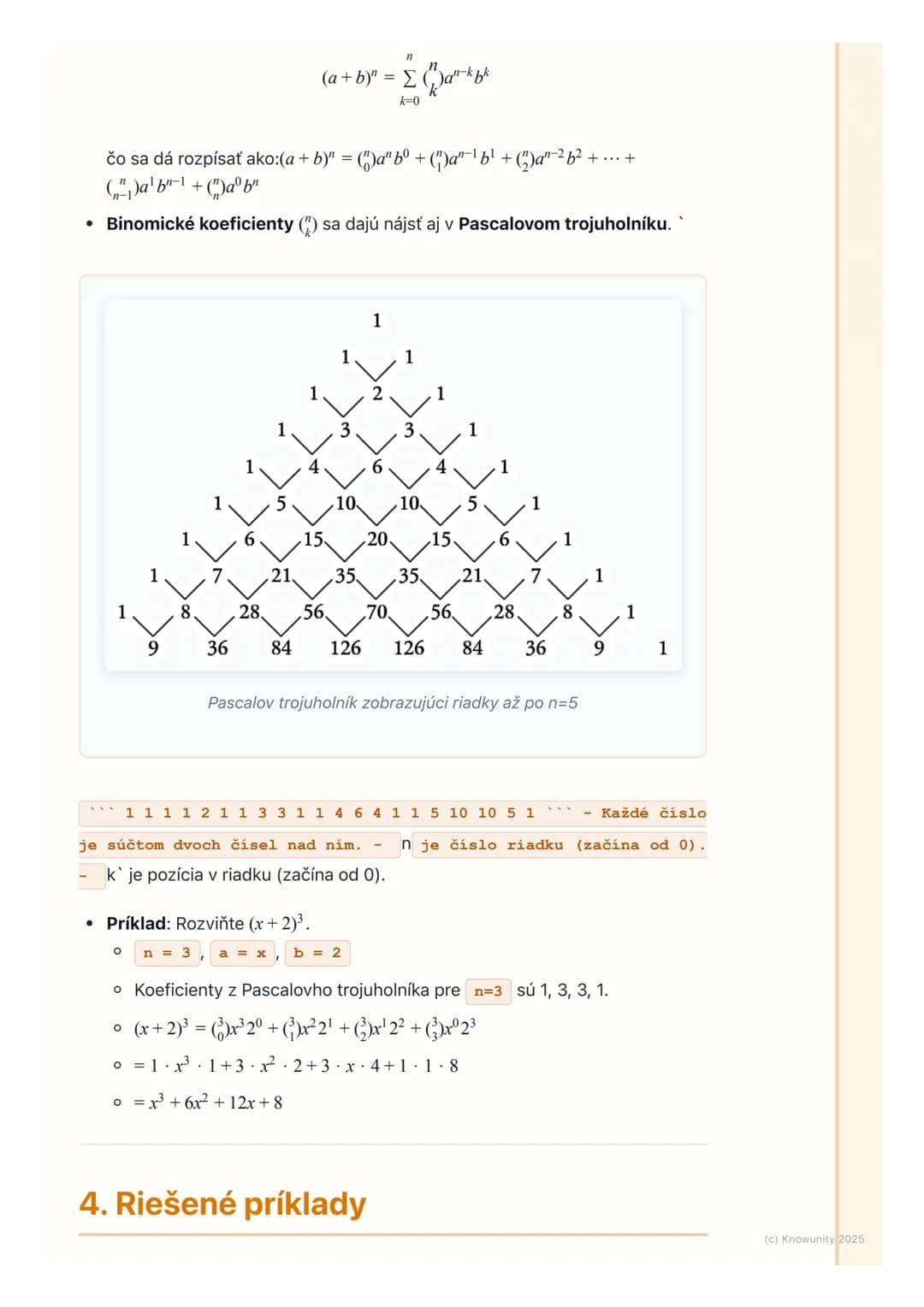 # Kombinatorika
## 1. Úvod do kombinatoriky
Kombinatorika je dôležitá časť matematiky, ktorá sa zaoberá počítaním rôznych
možností usporia