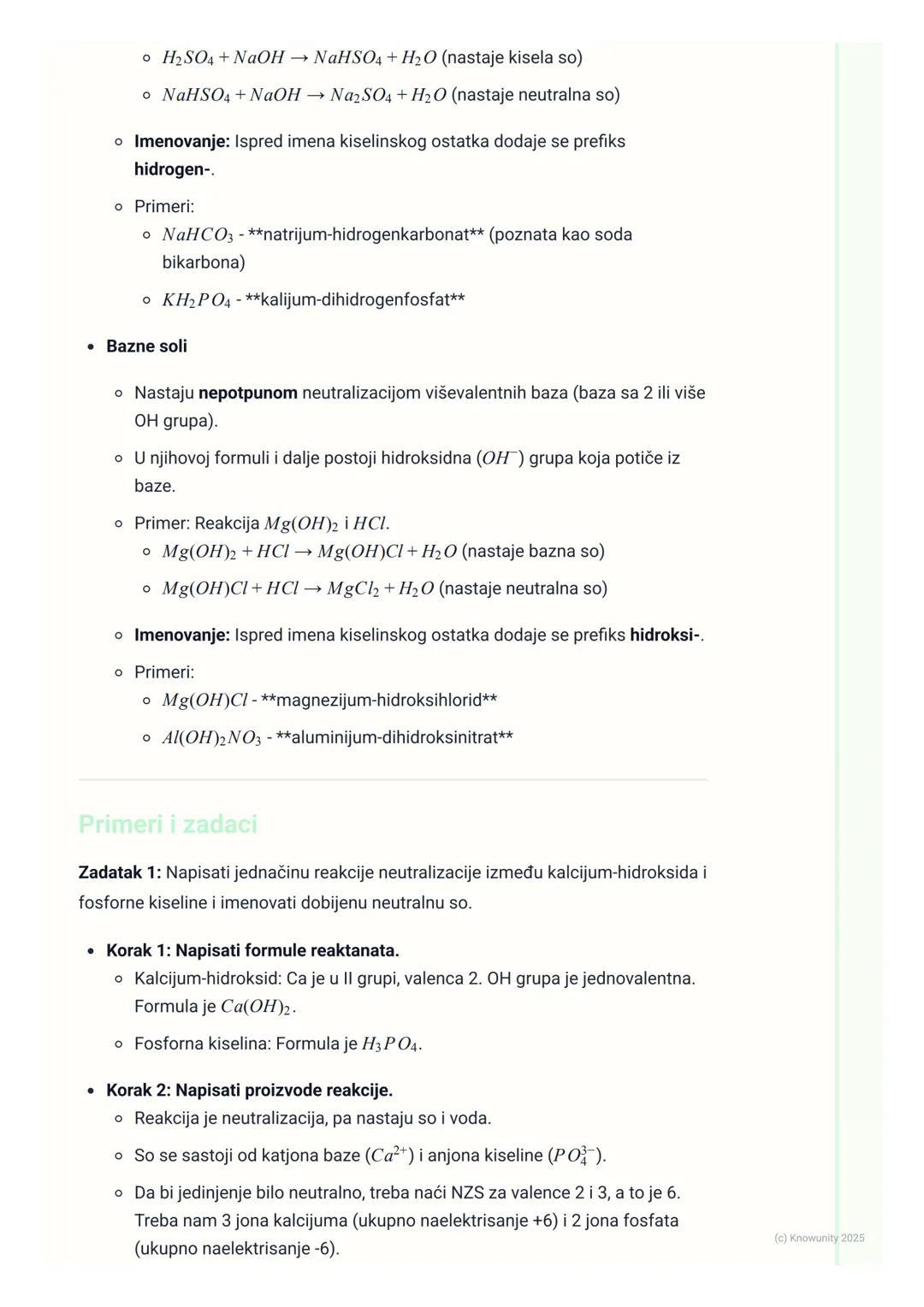 # Soli
Šta su soli? Uvod
Soli su jonska jedinjenja koja nastaju u reakciji neutralizacije između kiseline i
baze. Sastoje se od katjona me